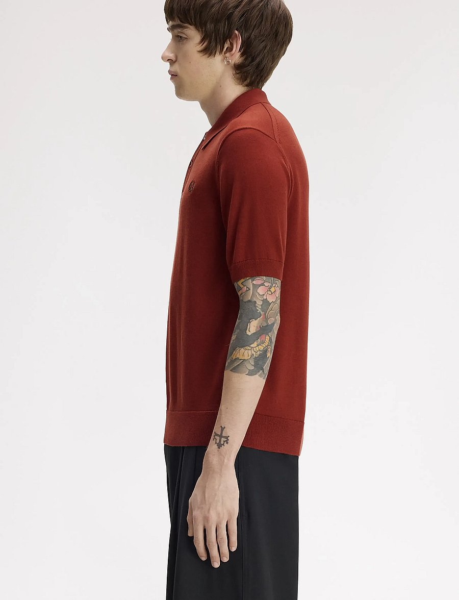 Fred Perry - COTTON KNITTED SHIRT - langärmlige strick-polohemden - brandy - 3
