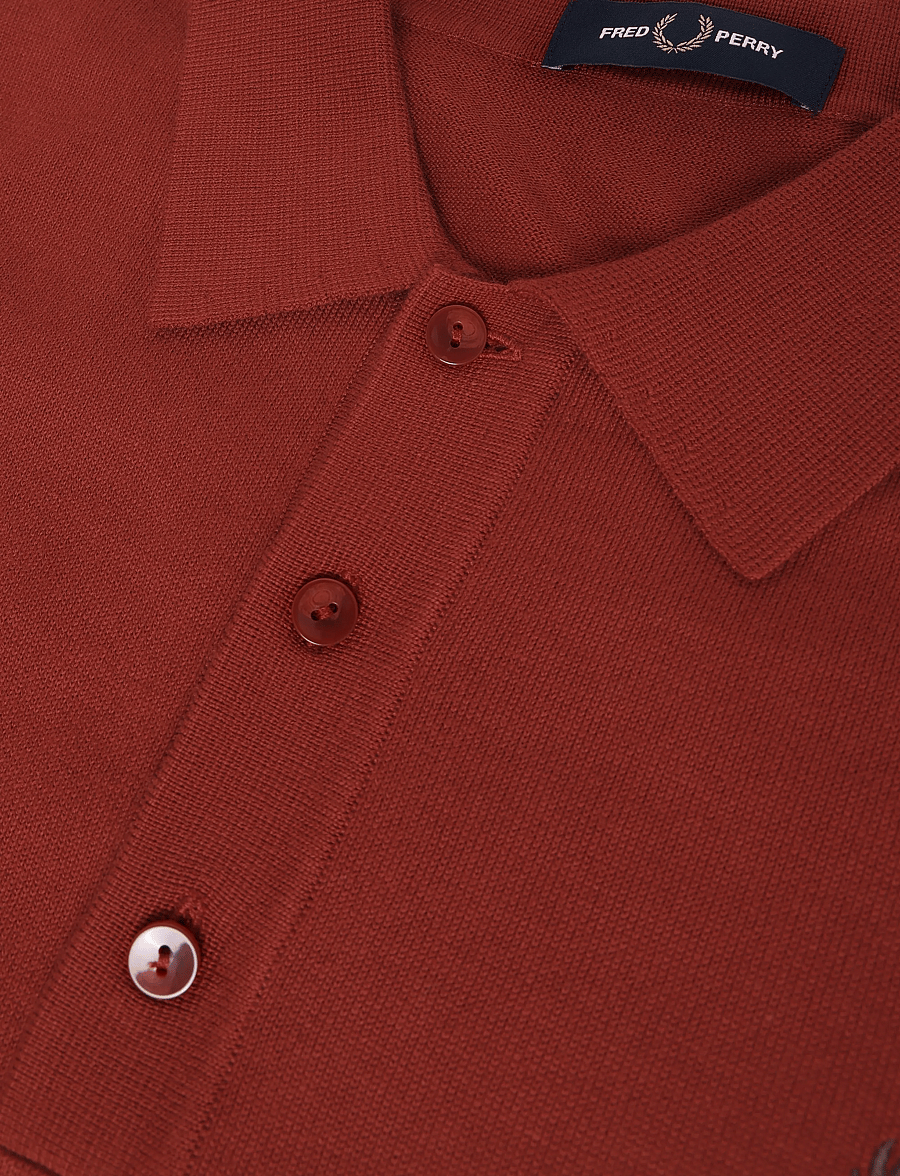 Fred Perry - COTTON KNITTED SHIRT - langärmlige strick-polohemden - brandy - 4