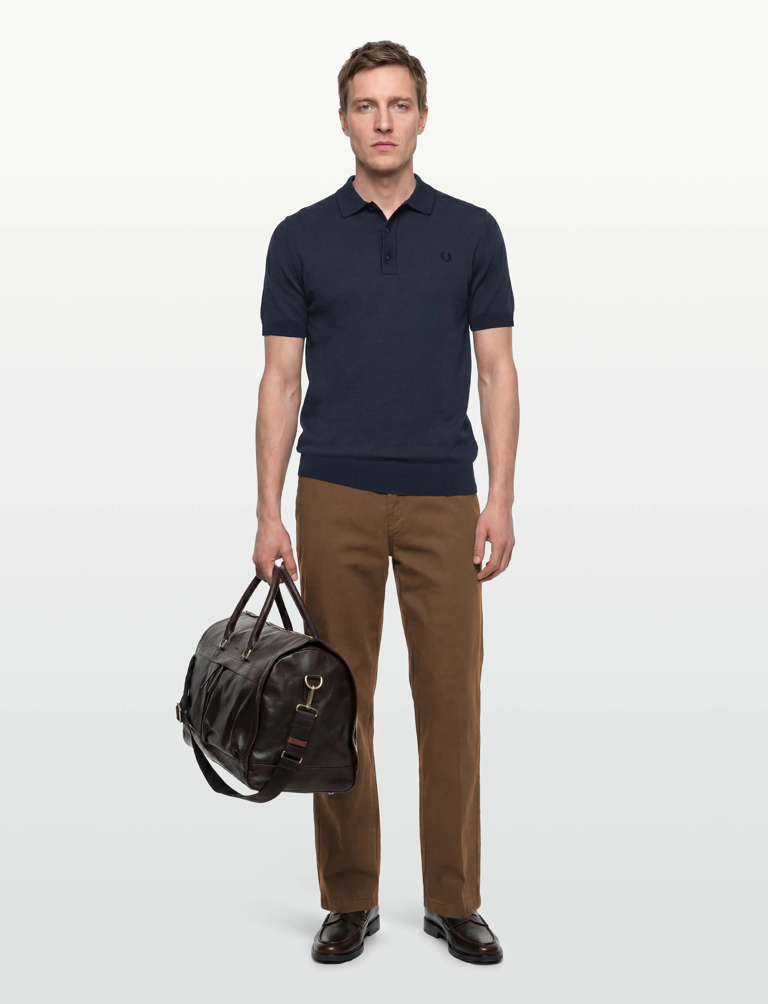 Fred Perry COTTON KNITTED SHIRT - Kurzärmelige gestrickte Polohemden - DARK AIRFORCE / navy