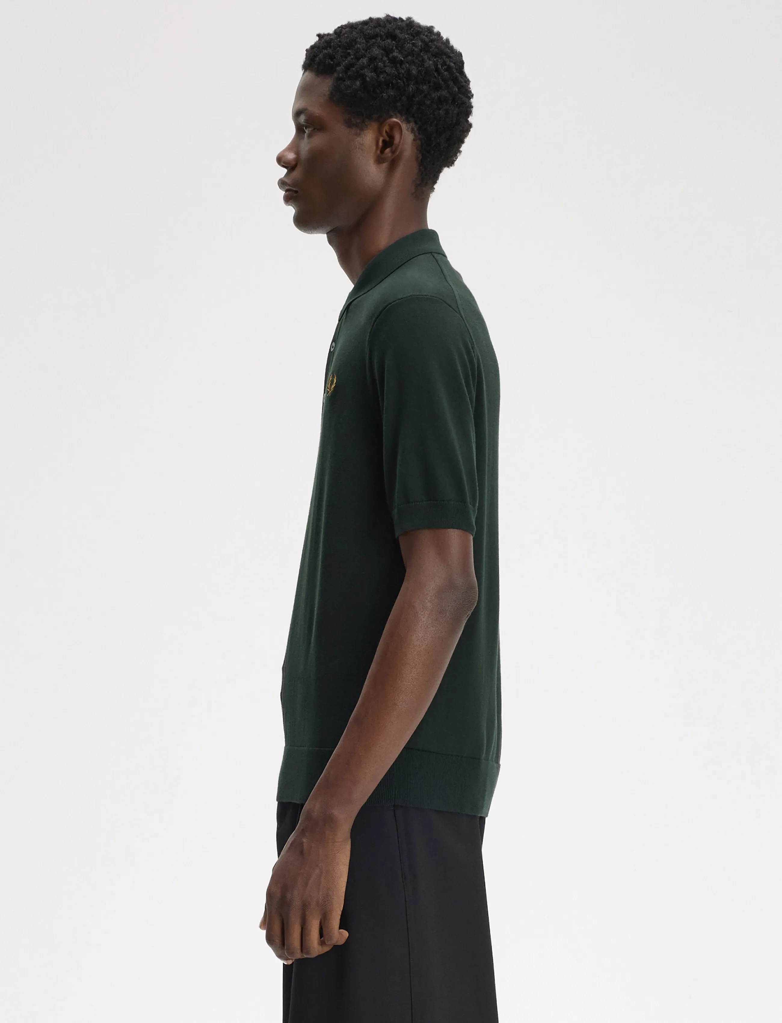 Fred Perry - COTTON KNITTED SHIRT - polostrik - night green - 3