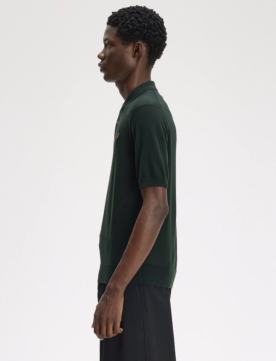 Fred Perry - COTTON KNITTED SHIRT - langärmlige strick-polohemden - night green - 3