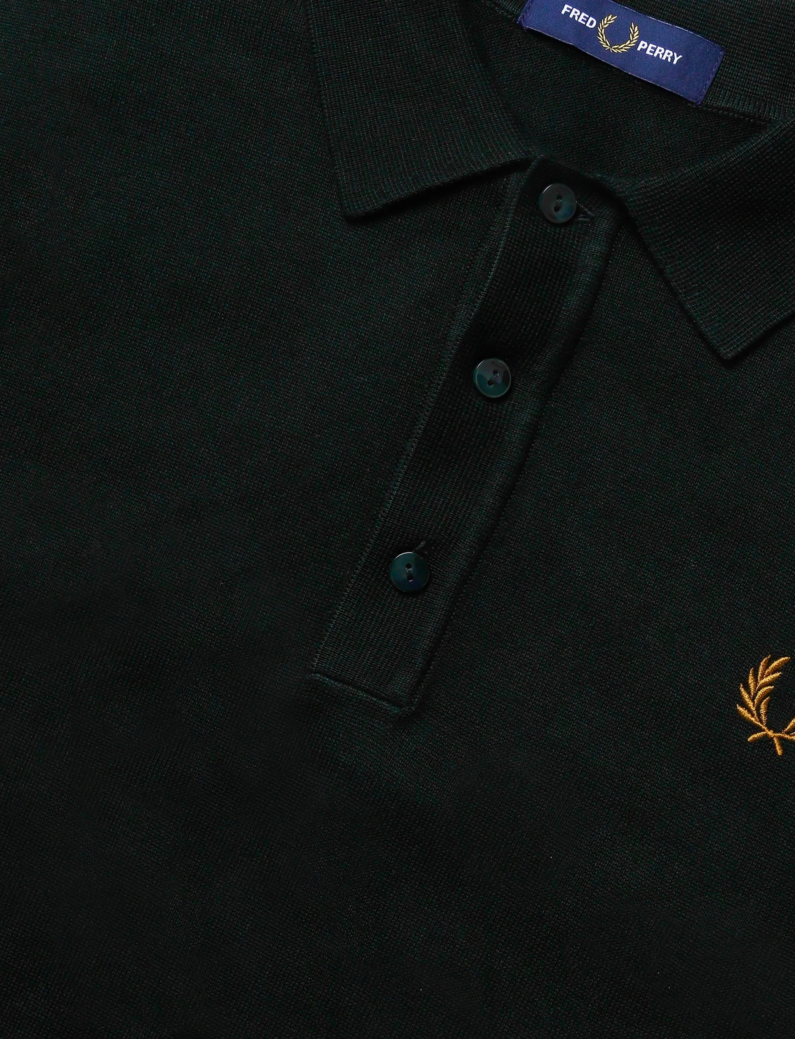 Fred Perry - COTTON KNITTED SHIRT - polostrik - night green - 4