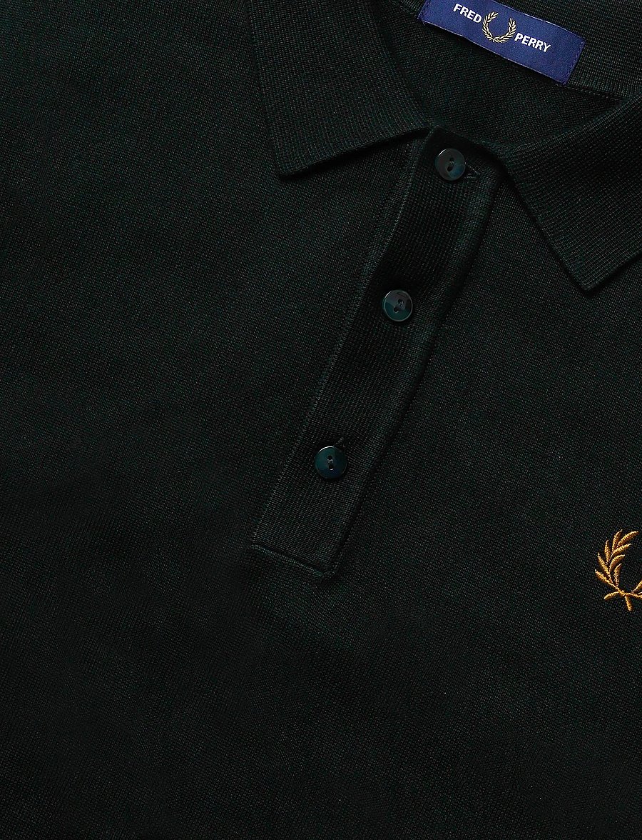 Fred Perry - COTTON KNITTED SHIRT - langärmlige strick-polohemden - night green - 4