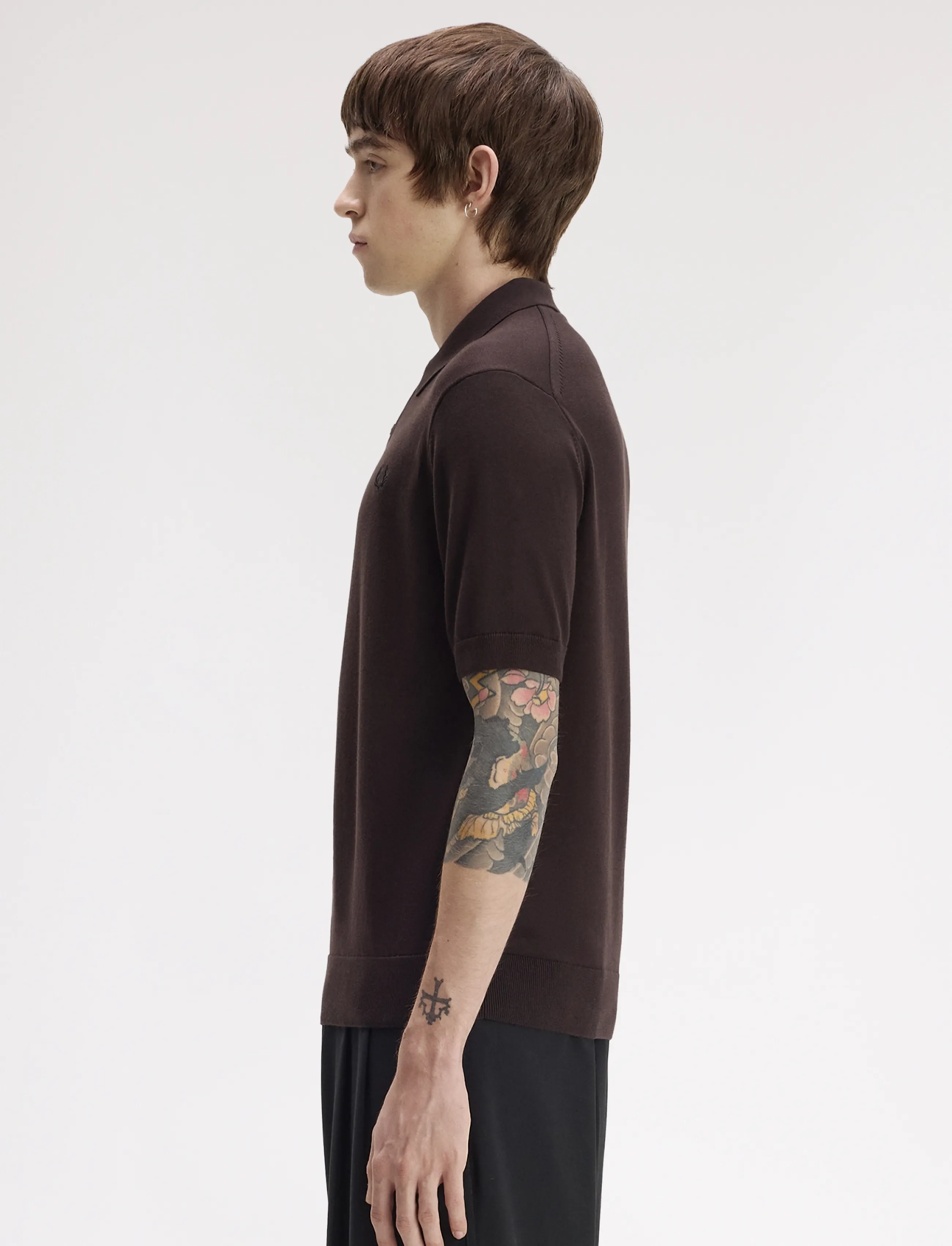 Fred Perry - COTTON KNITTED SHIRT - polostrik - rich brown - 3