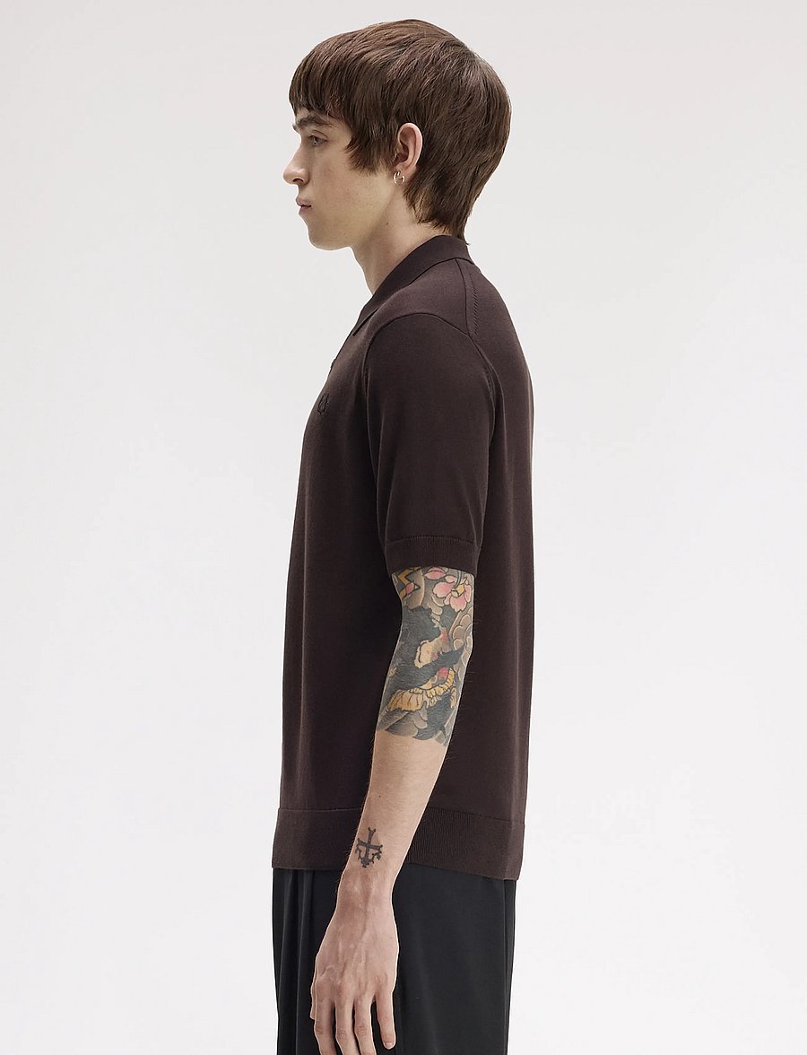Fred Perry - COTTON KNITTED SHIRT - langärmlige strick-polohemden - rich brown - 3
