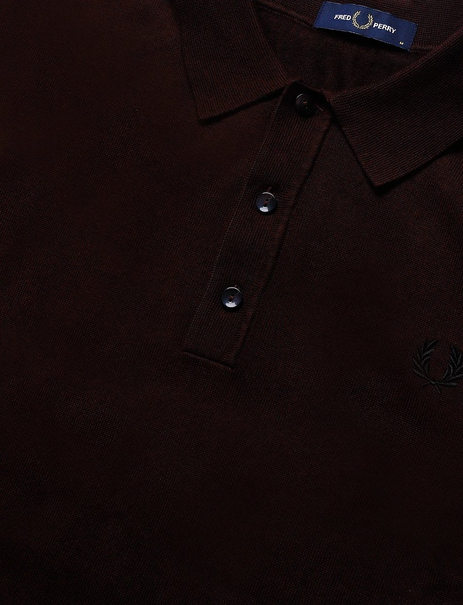 Fred Perry - COTTON KNITTED SHIRT - langärmlige strick-polohemden - rich brown - 4