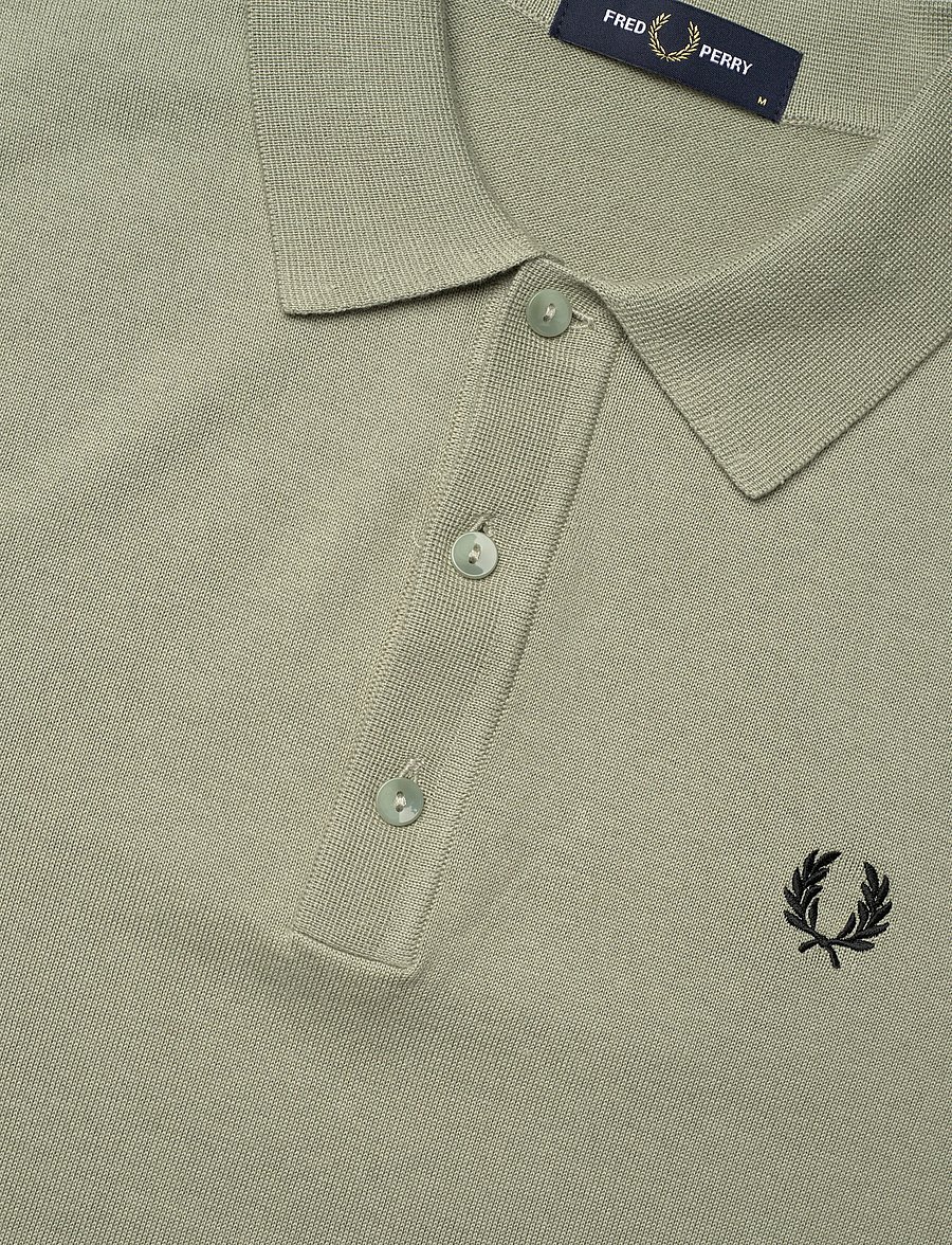 Fred Perry - COTTON KNITTED SHIRT - langärmlige strick-polohemden - seagrass - 5