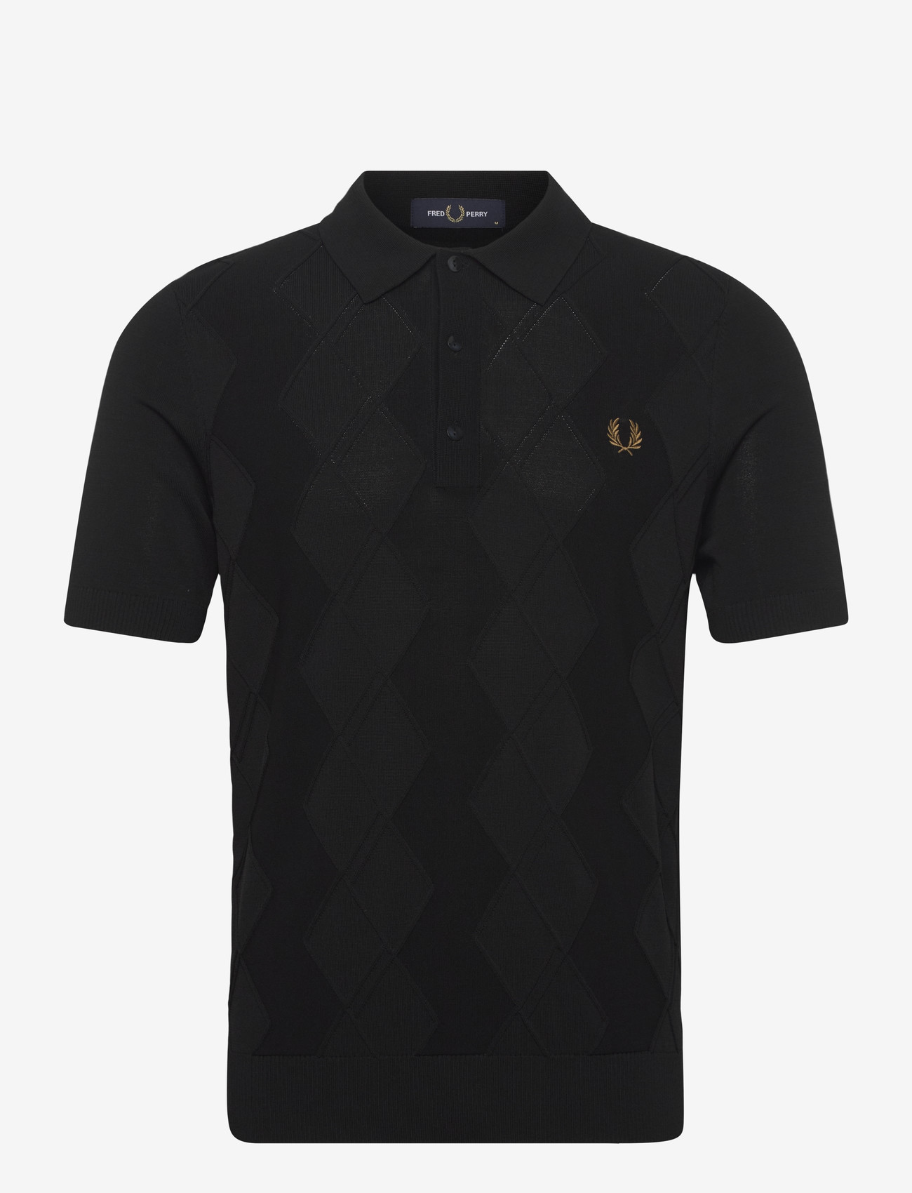 Fred Perry - CABLE KNITTED SHIRT - kootud polosärgid - black - 1