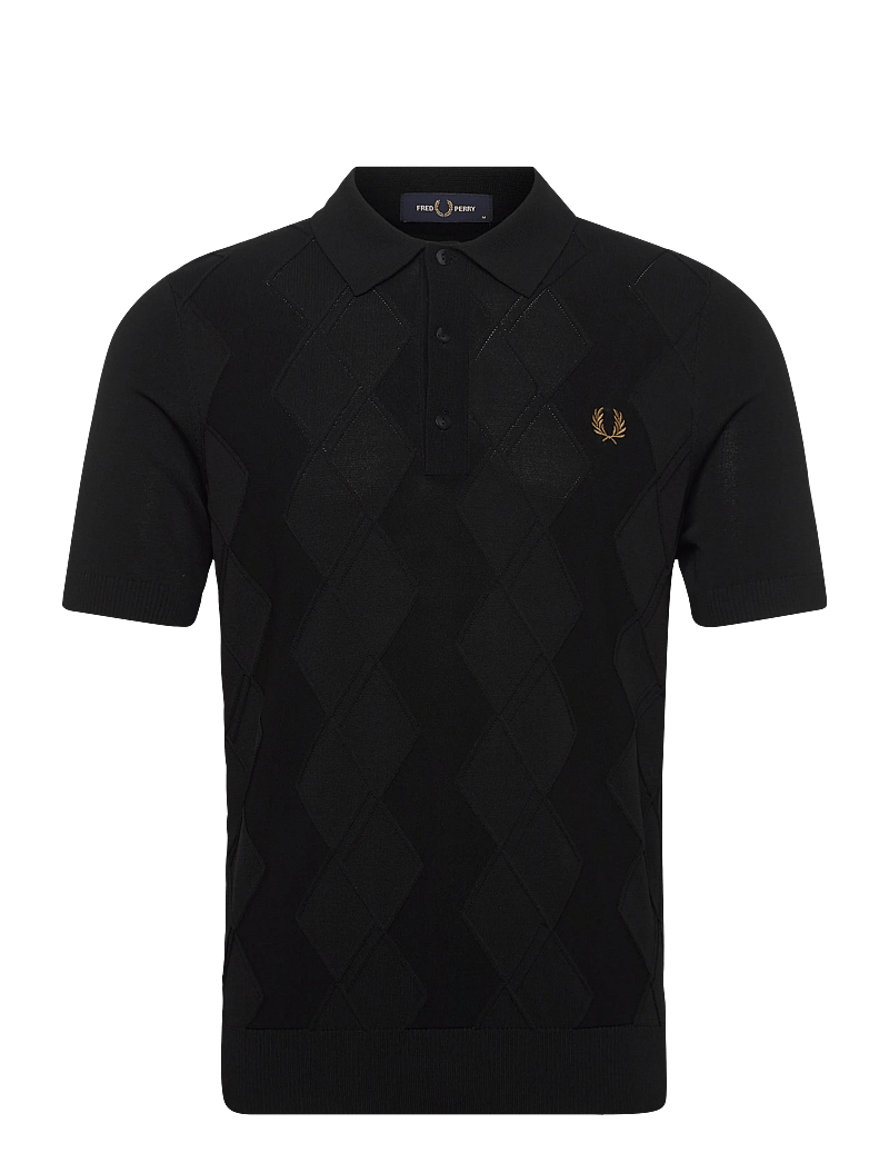 Fred Perry - CABLE KNITTED SHIRT - kootud polosärgid - black - 1