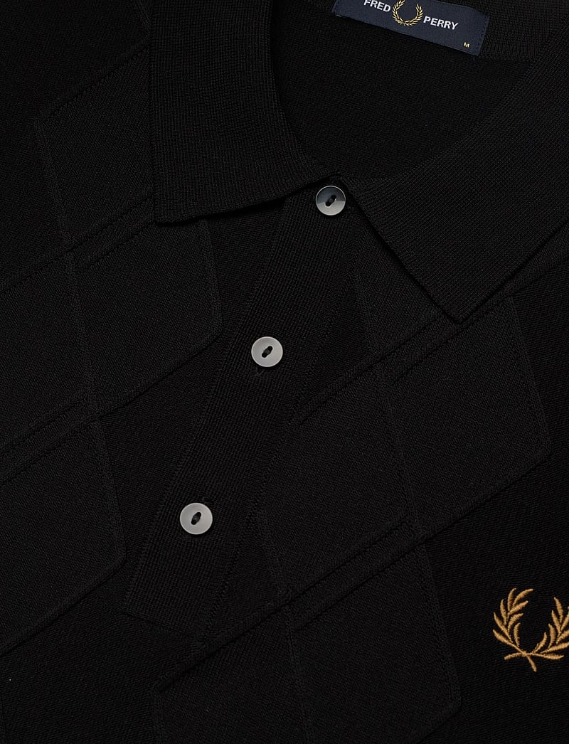 Fred Perry - CABLE KNITTED SHIRT - kootud polosärgid - black - 4