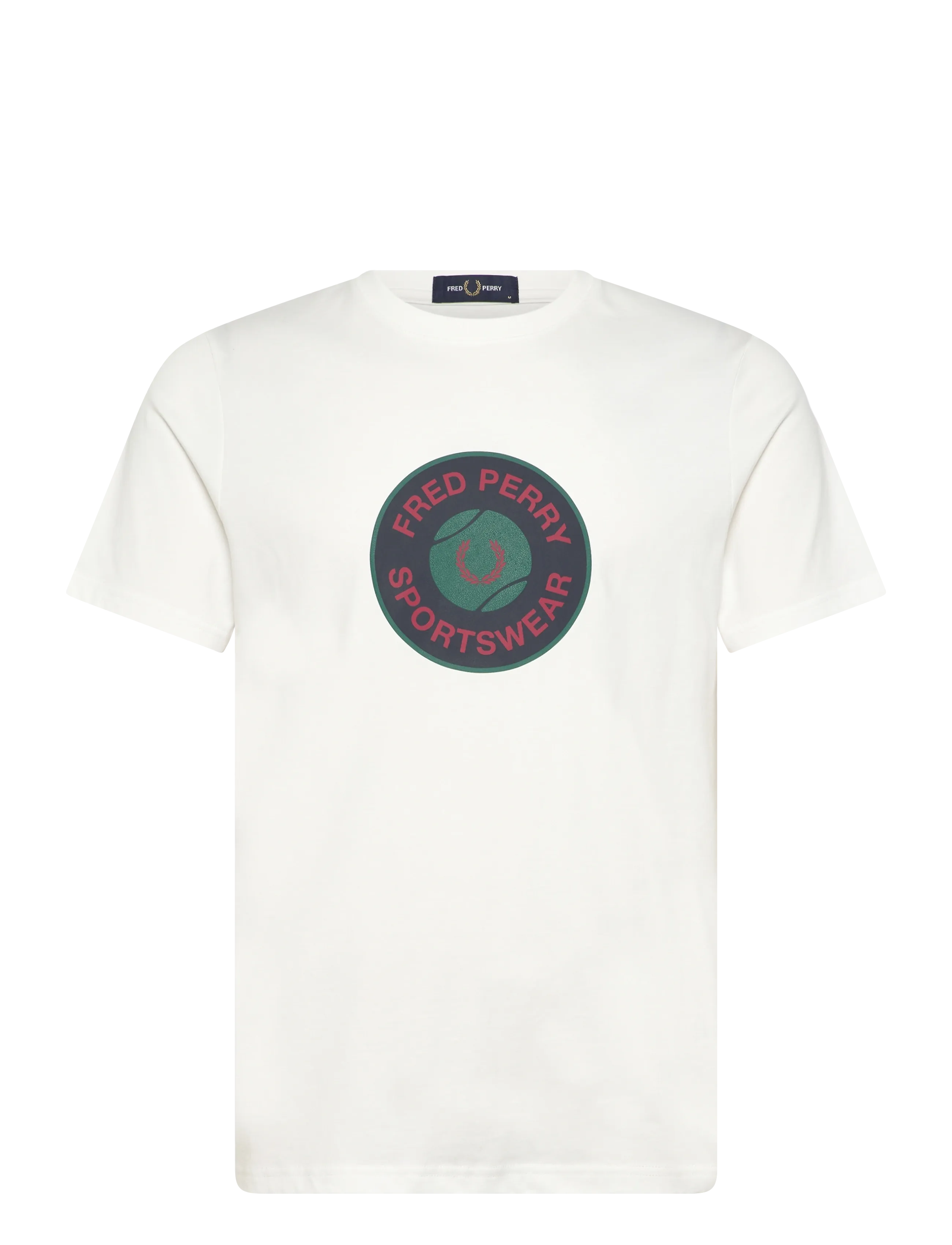 Fred Perry TENNIS BADGE GRAPHIC TEE - Kläder - SNOW WHITE / cream