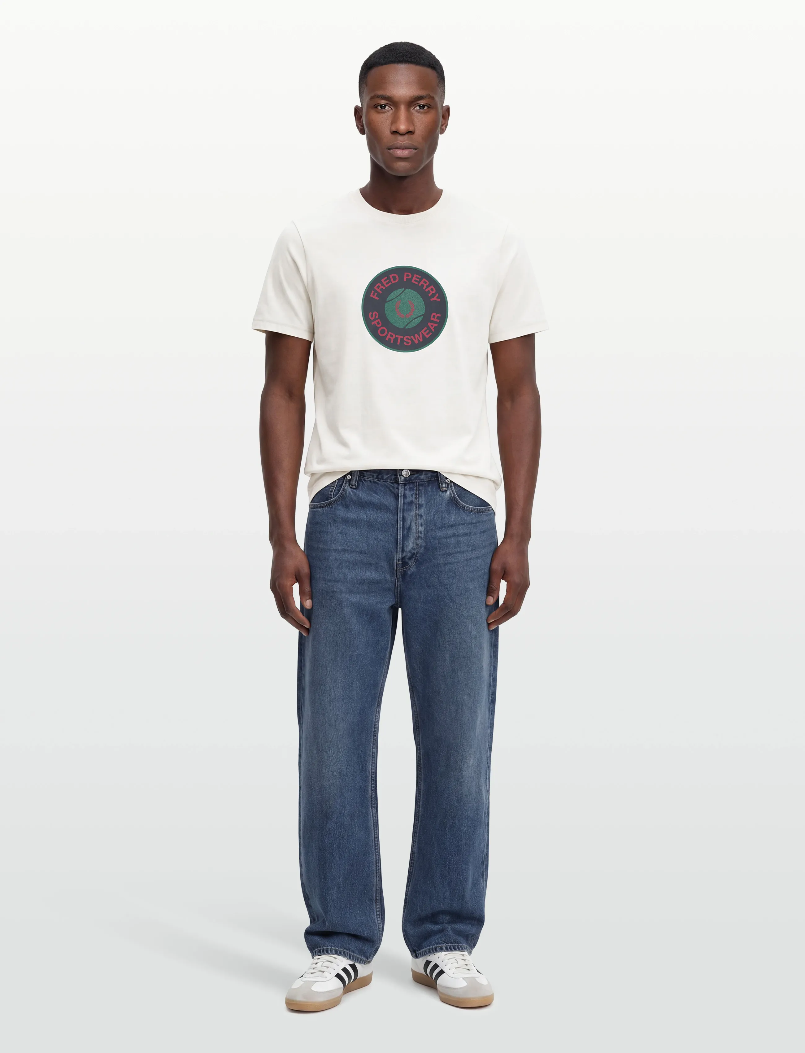 Fred Perry TENNIS BADGE GRAPHIC TEE - Winter deals - SNOW WHITE / cream