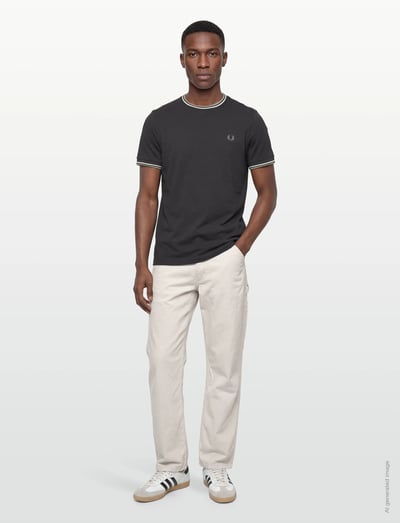 Fred Perry TWIN TIPPED T-SHIRT - Short-sleeved t-shirts - ANCGY/EC/SGRS / khaki/green