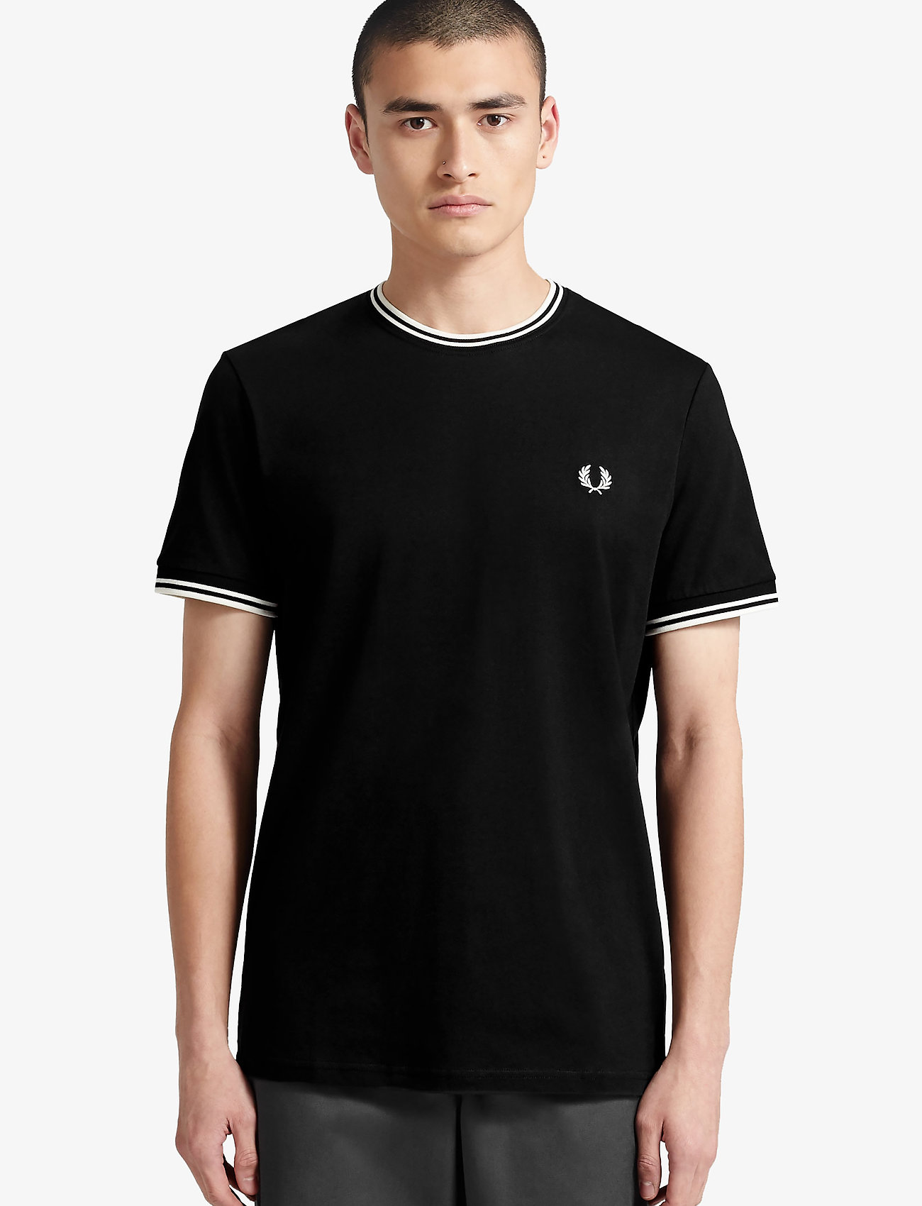 Fred Perry Twin Tipped T-Shirt, XL, T-shirts, Schwarz - Short-sleeved, Männerswear