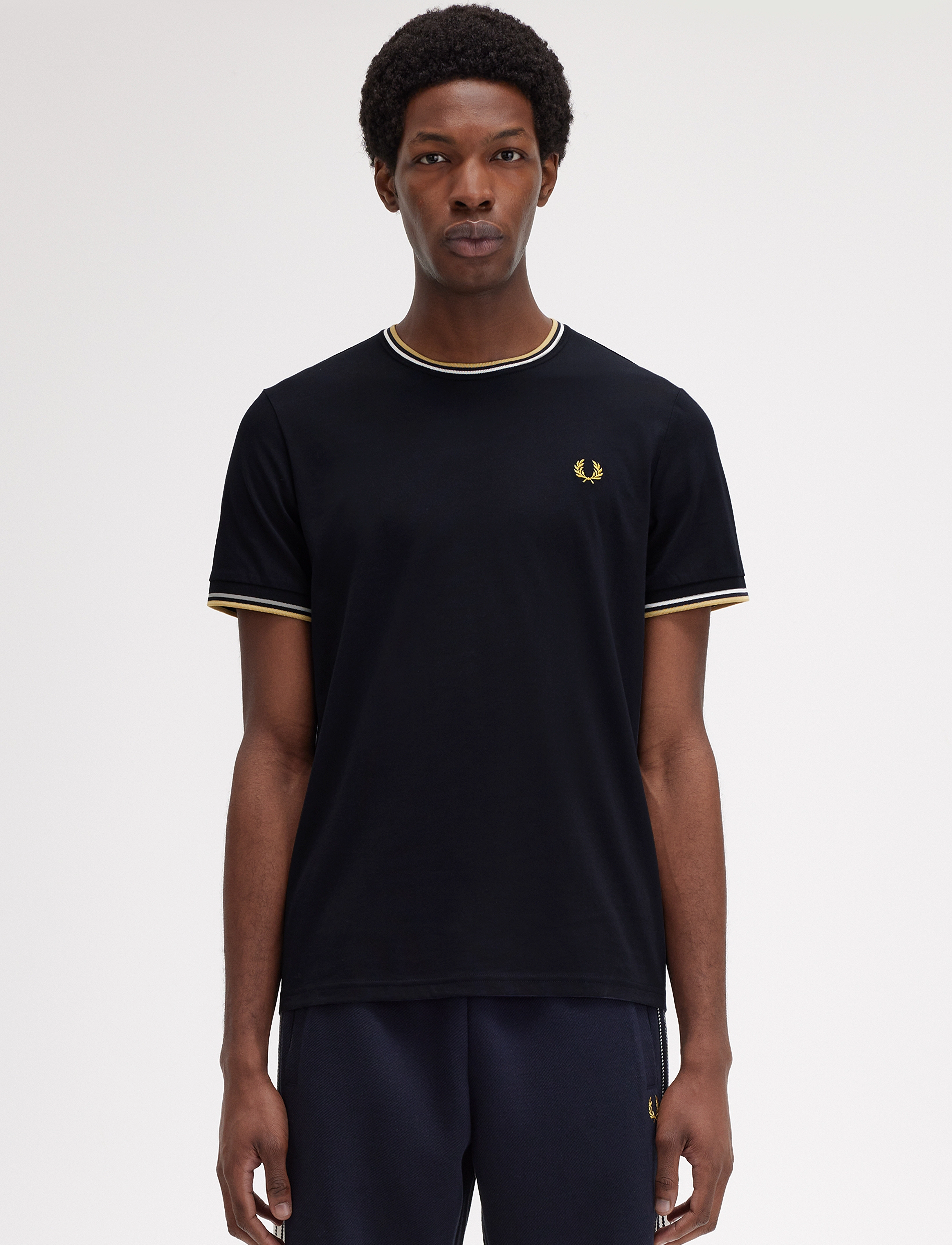 Fred Perry TWIN TIPPED T-SHIRT - Kleidung - NAVY/ECRU/HONEYCOMB / navy