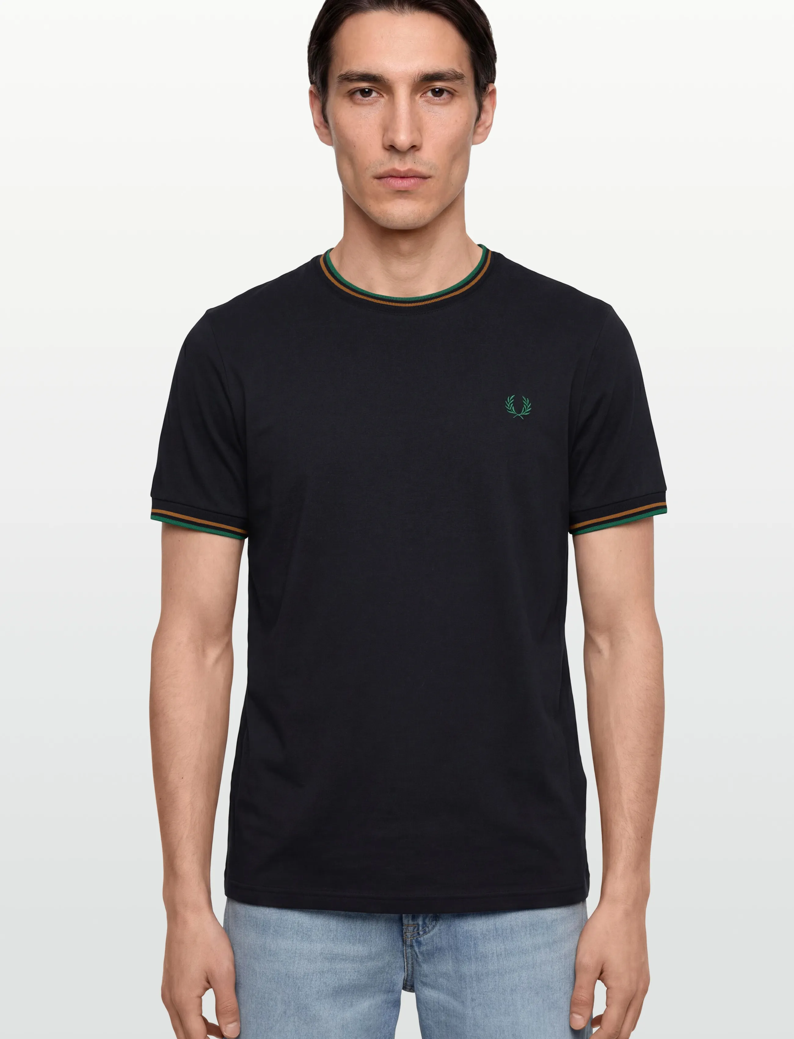 Fred Perry - TWIN TIPPED T-SHIRT - kurzärmelige t-shirts - navy / dark caramel / sport gr - 3