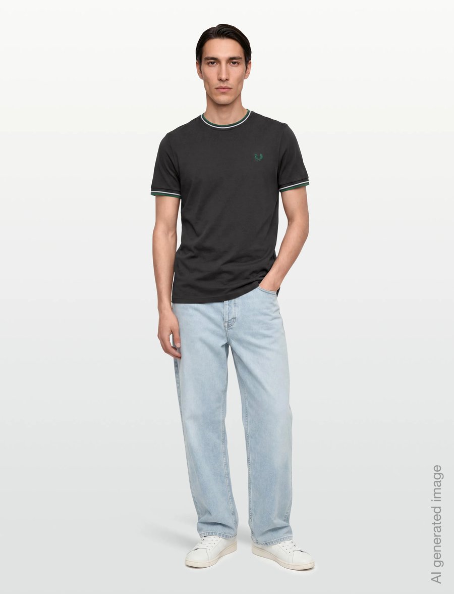 Fred Perry - TWIN TIPPED T-SHIRT - lühikeste varrukatega t-särgid - anchor grey / light ice / spor - 0