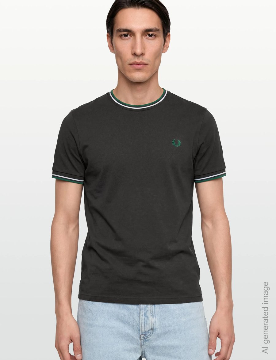 Fred Perry - TWIN TIPPED T-SHIRT - lühikeste varrukatega t-särgid - anchor grey / light ice / spor - 3