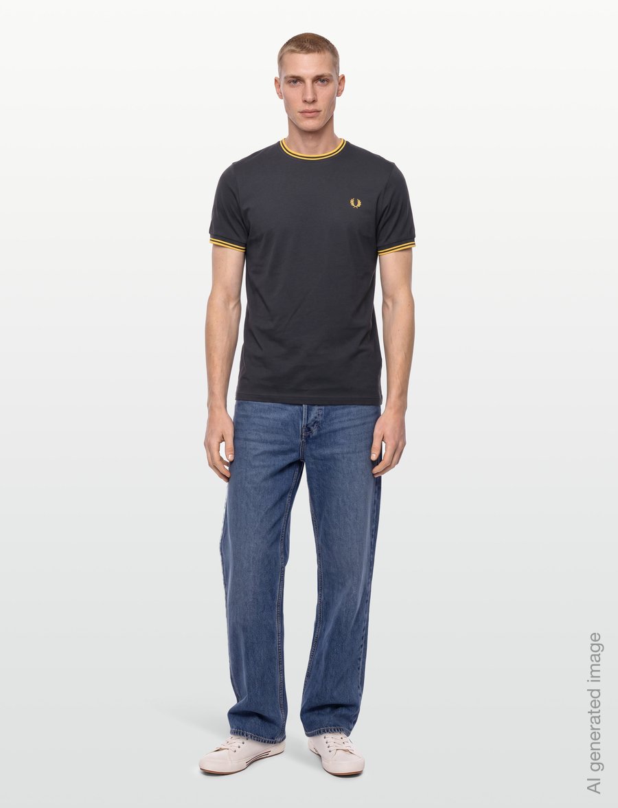 Fred Perry - TWIN TIPPED T-SHIRT - kurzärmelige t-shirts - anchorgry/golden - 0