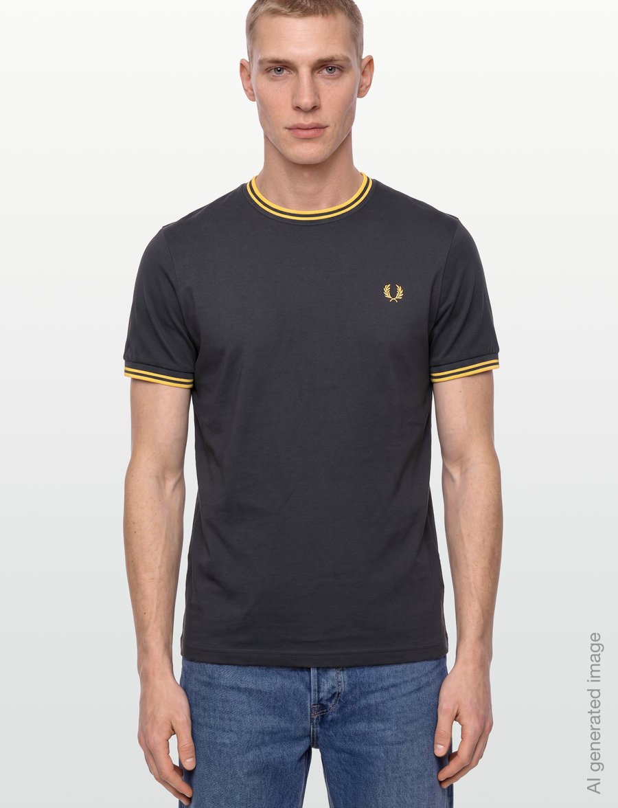 Fred Perry - TWIN TIPPED T-SHIRT - kurzärmelige t-shirts - anchorgry/golden - 3