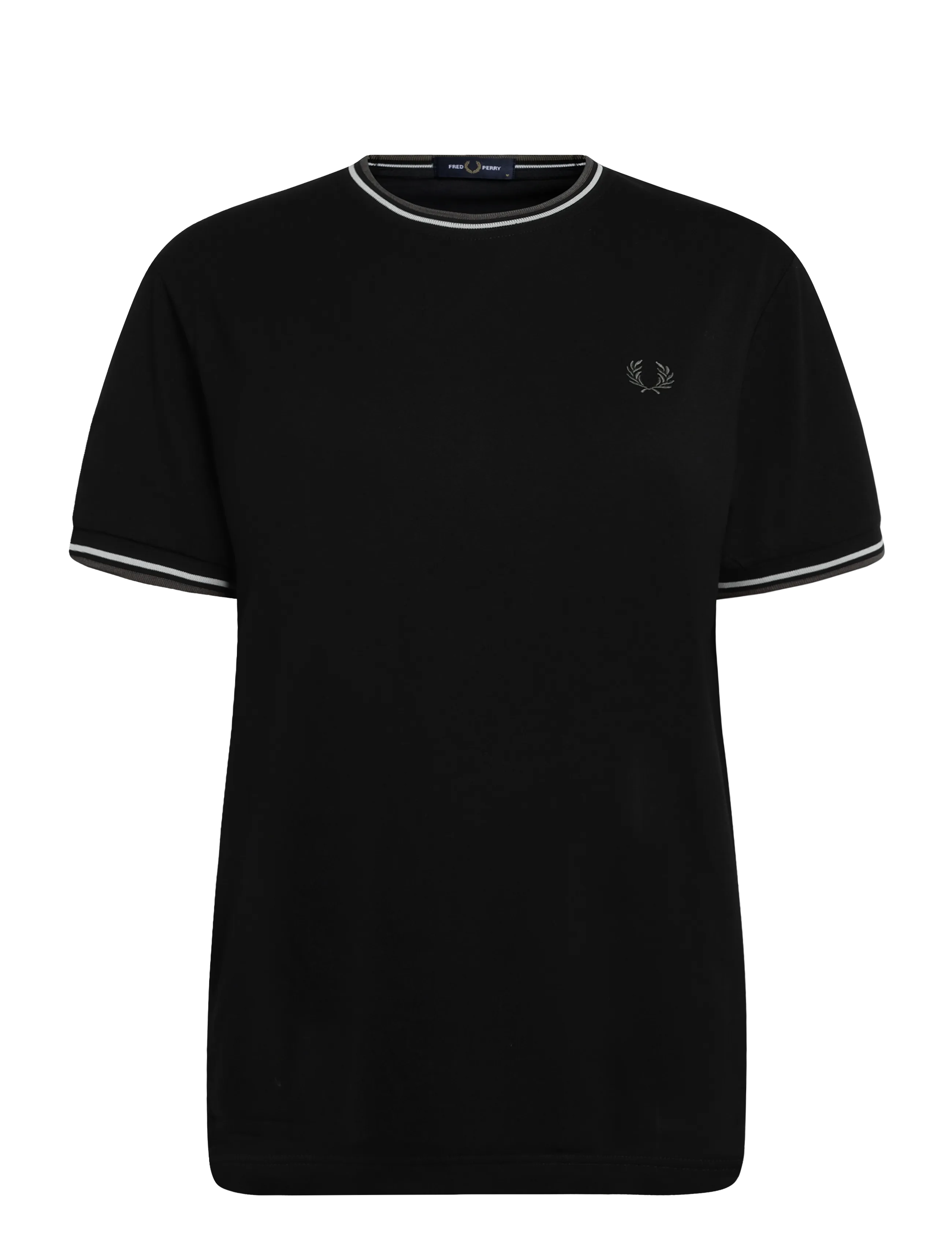 Fred Perry - TWIN TIPPED T-SHIRT - kurzärmelige t-shirts - blk/ecr/lrlwgren - 1