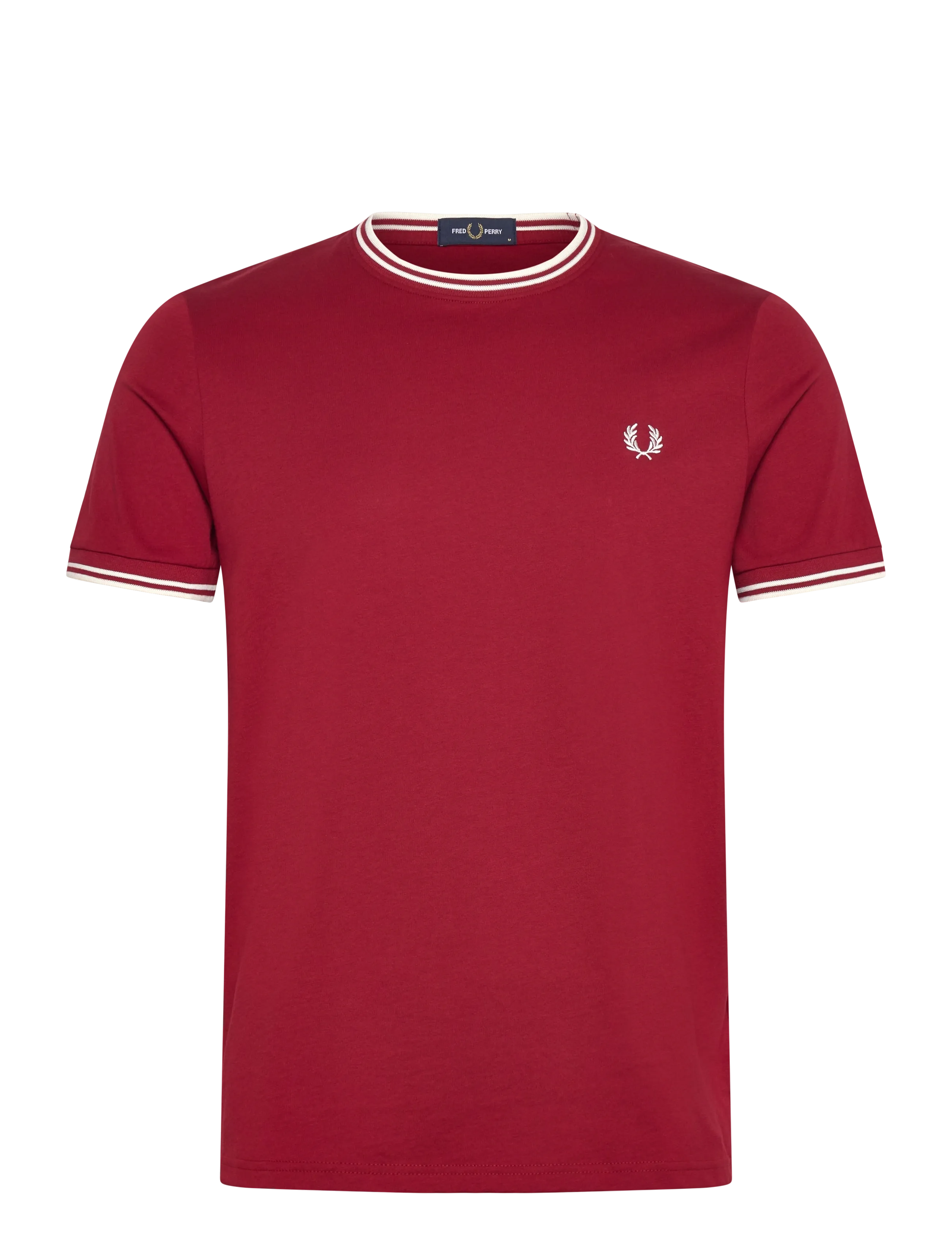 Fred Perry TWIN TIPPED T-SHIRT - Vaatteet - BURNTRED/SNWHT / burgundy