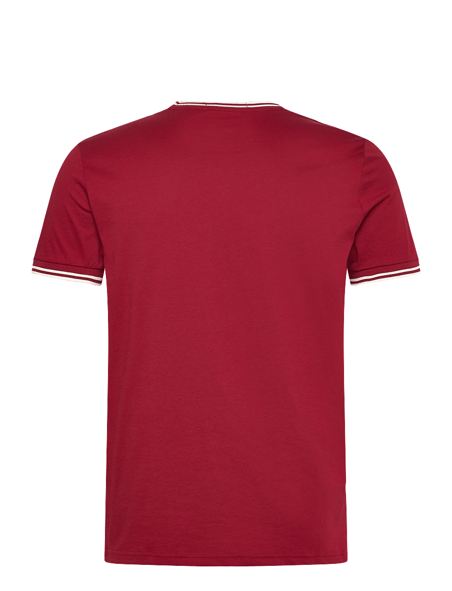Fred Perry - TWIN TIPPED T-SHIRT - kortærmede t-shirts - burntred/snwht - 2