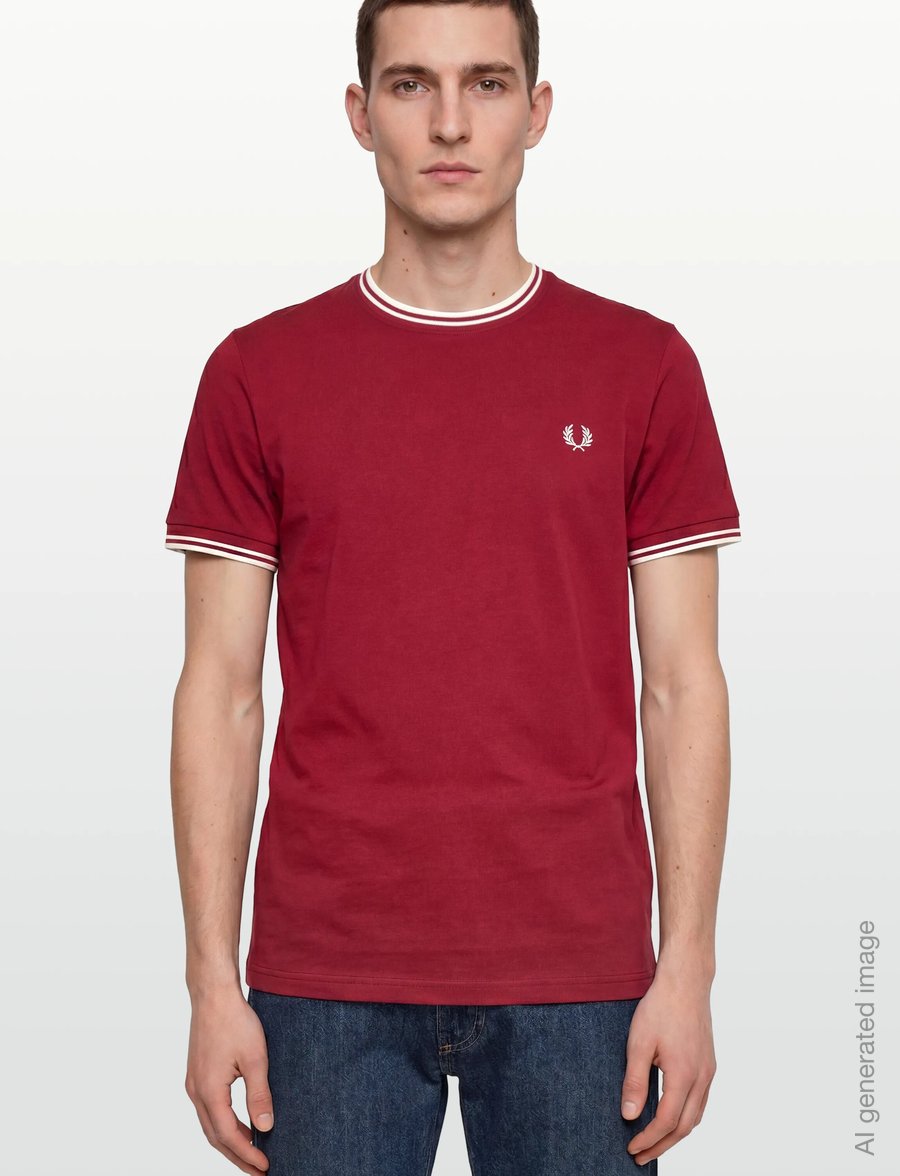Fred Perry - TWIN TIPPED T-SHIRT - kortærmede t-shirts - burntred/snwht - 3