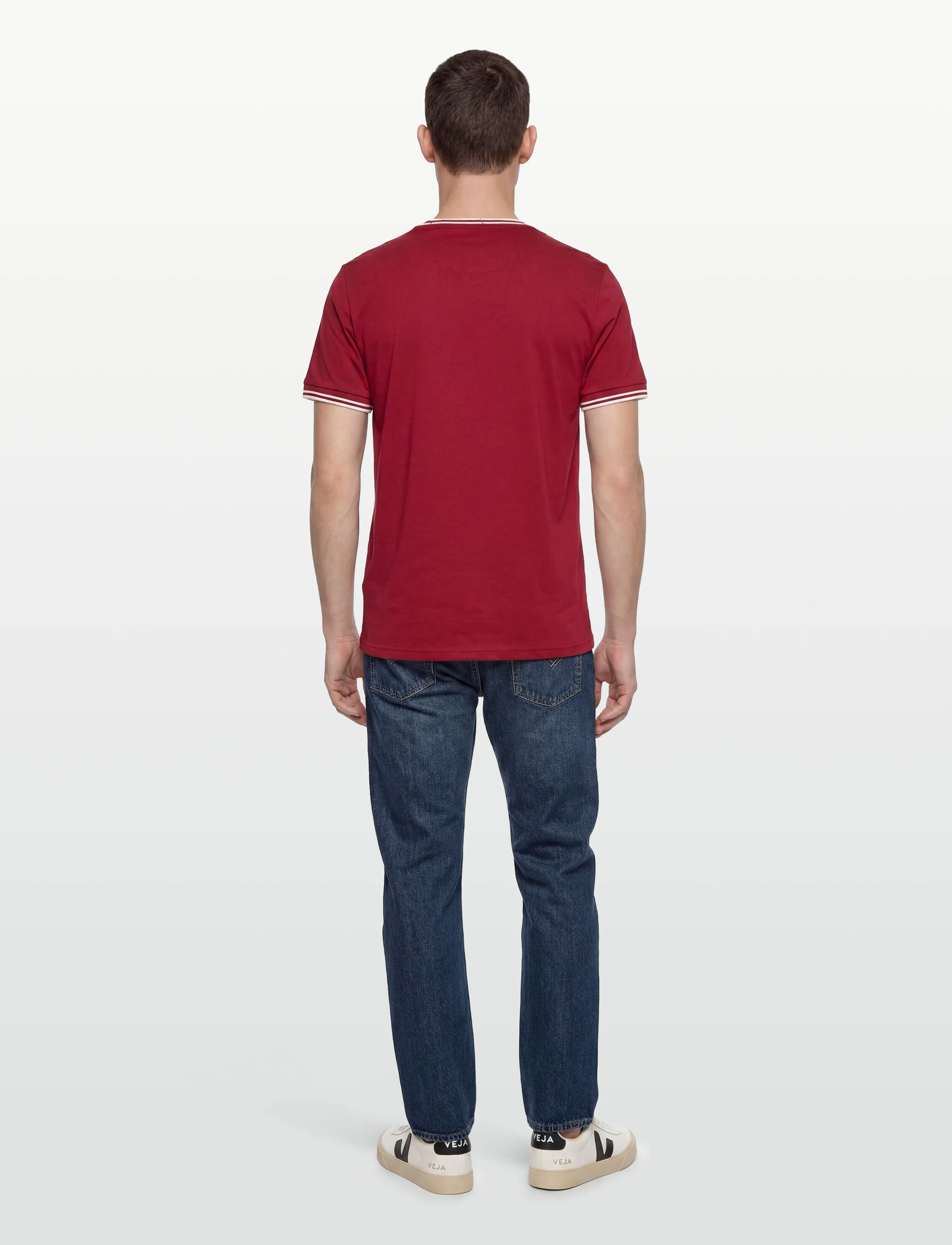 Fred Perry - TWIN TIPPED T-SHIRT - lühikeste varrukatega t-särgid - burntred/snwht - 4
