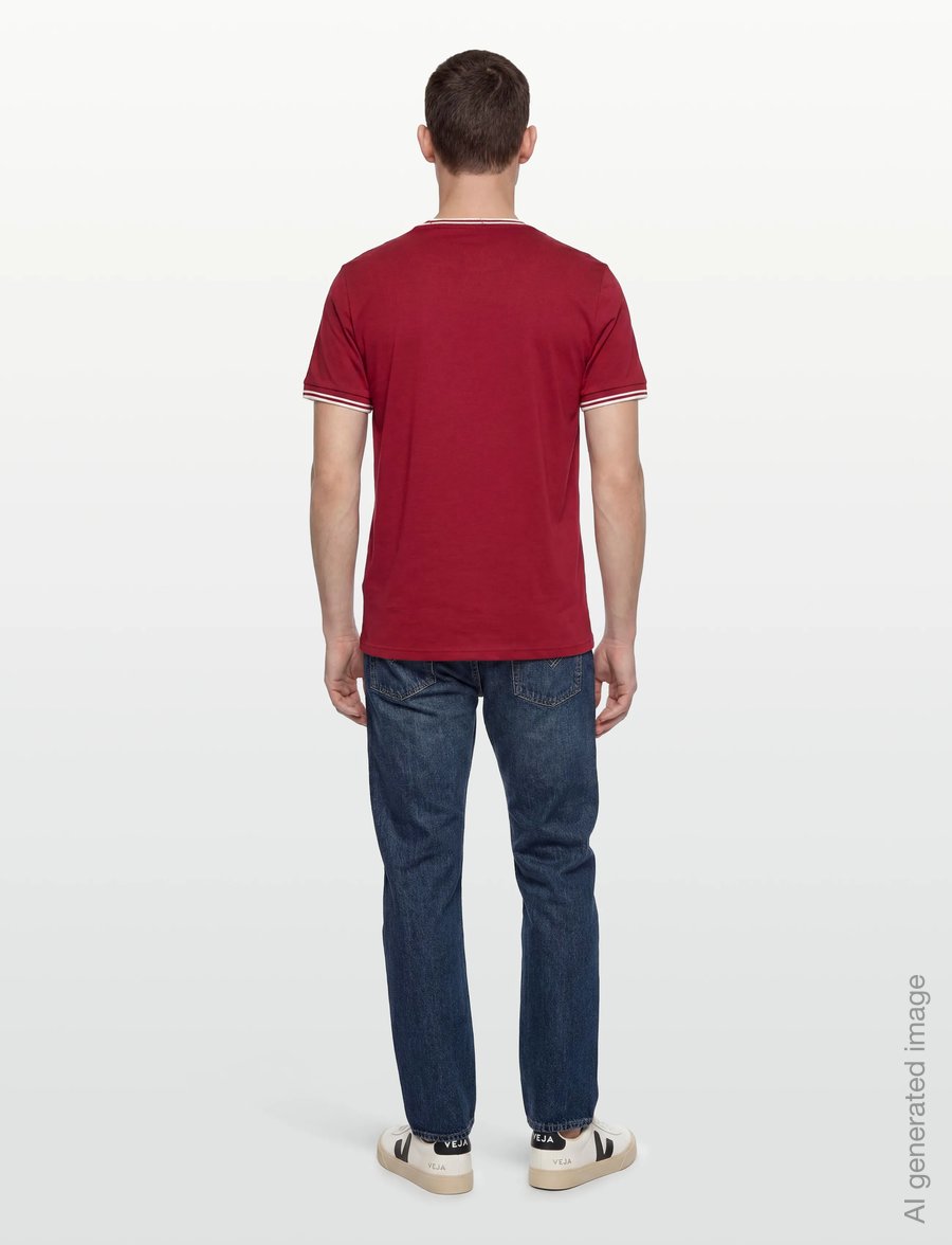 Fred Perry - TWIN TIPPED T-SHIRT - kortærmede t-shirts - burntred/snwht - 4