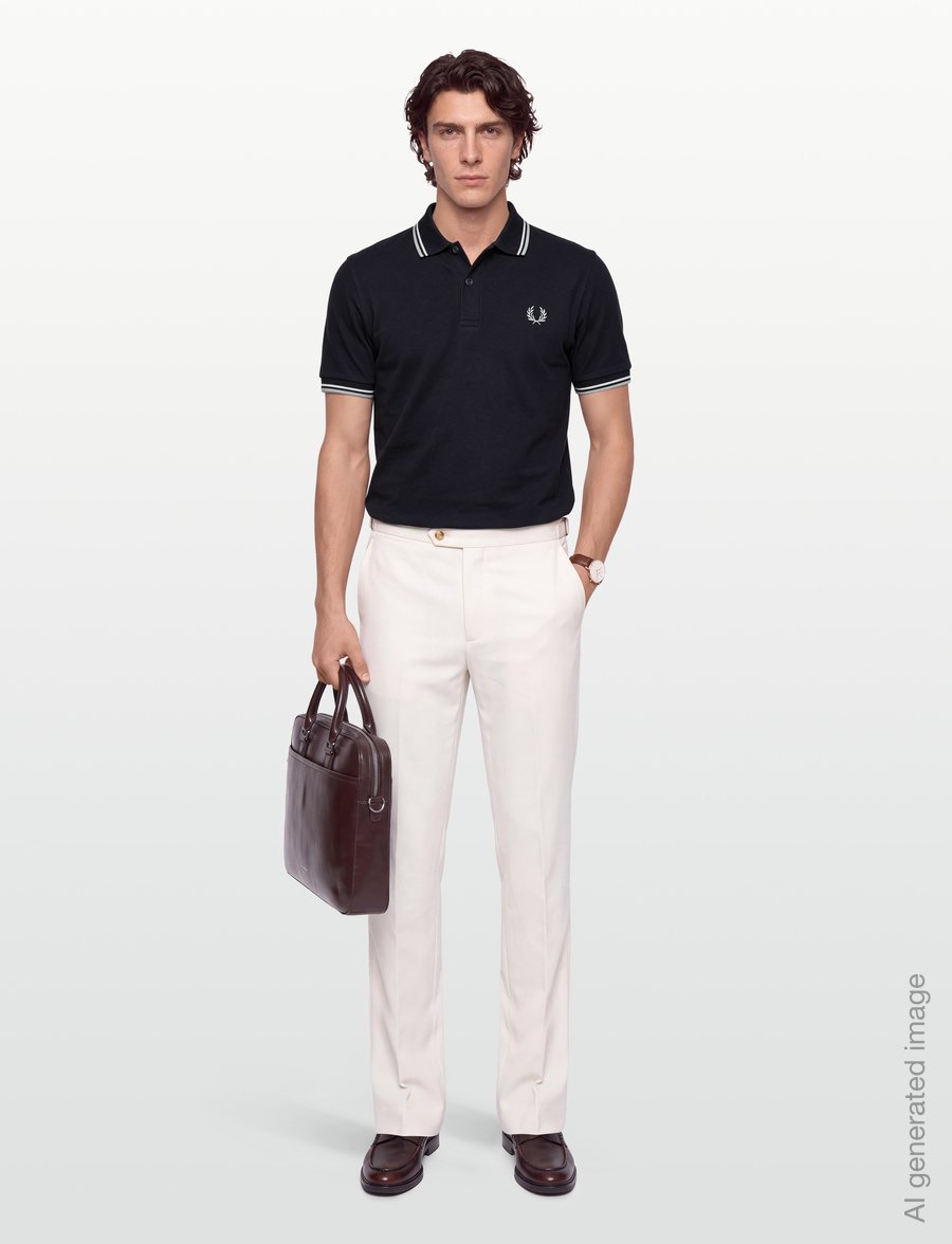 Fred Perry - TWIN TIPPED T-SHIRT - short-sleeved t-shirts - dkaf/ecru/seagrs - 0