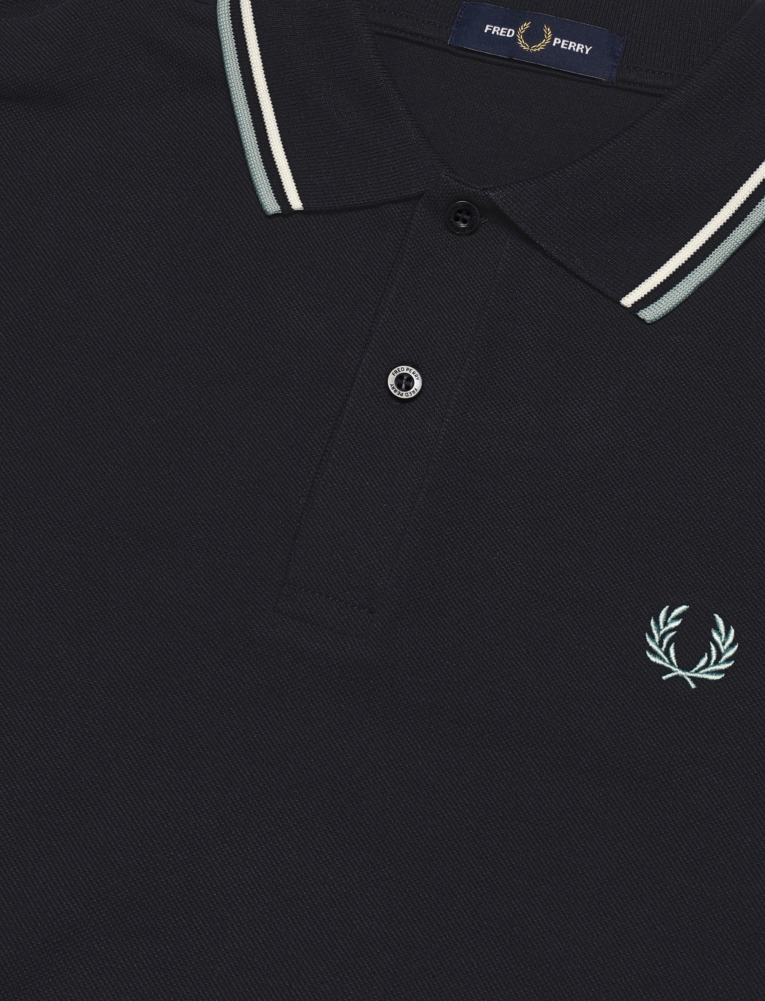 Fred Perry - TWIN TIPPED T-SHIRT - t-krekli ar īsām piedurknēm - dkaf/ecru/seagrs - 2