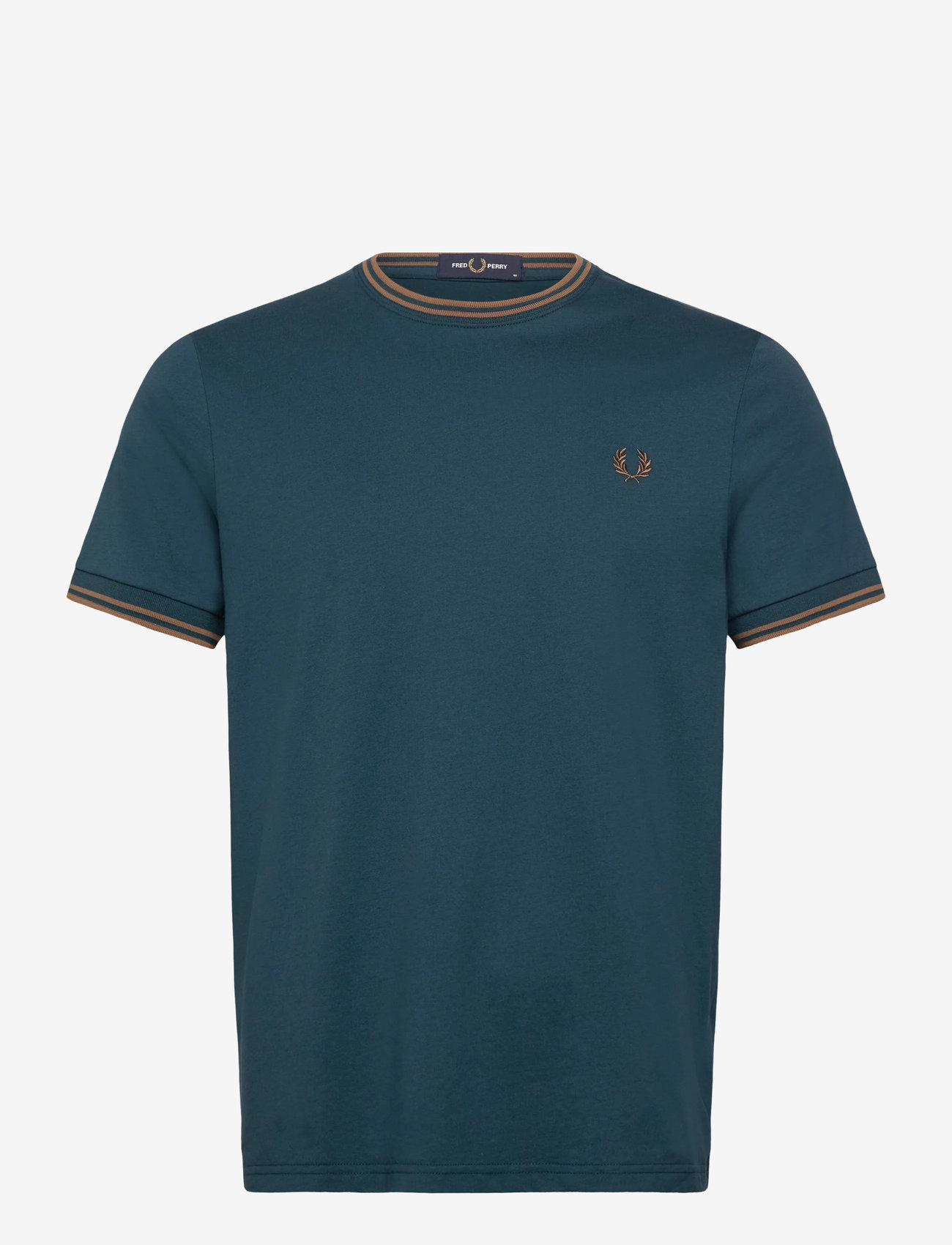 Fred Perry - TWIN TIPPED T-SHIRT - short-sleeved t-shirts - drkptrl/shdstone - 0