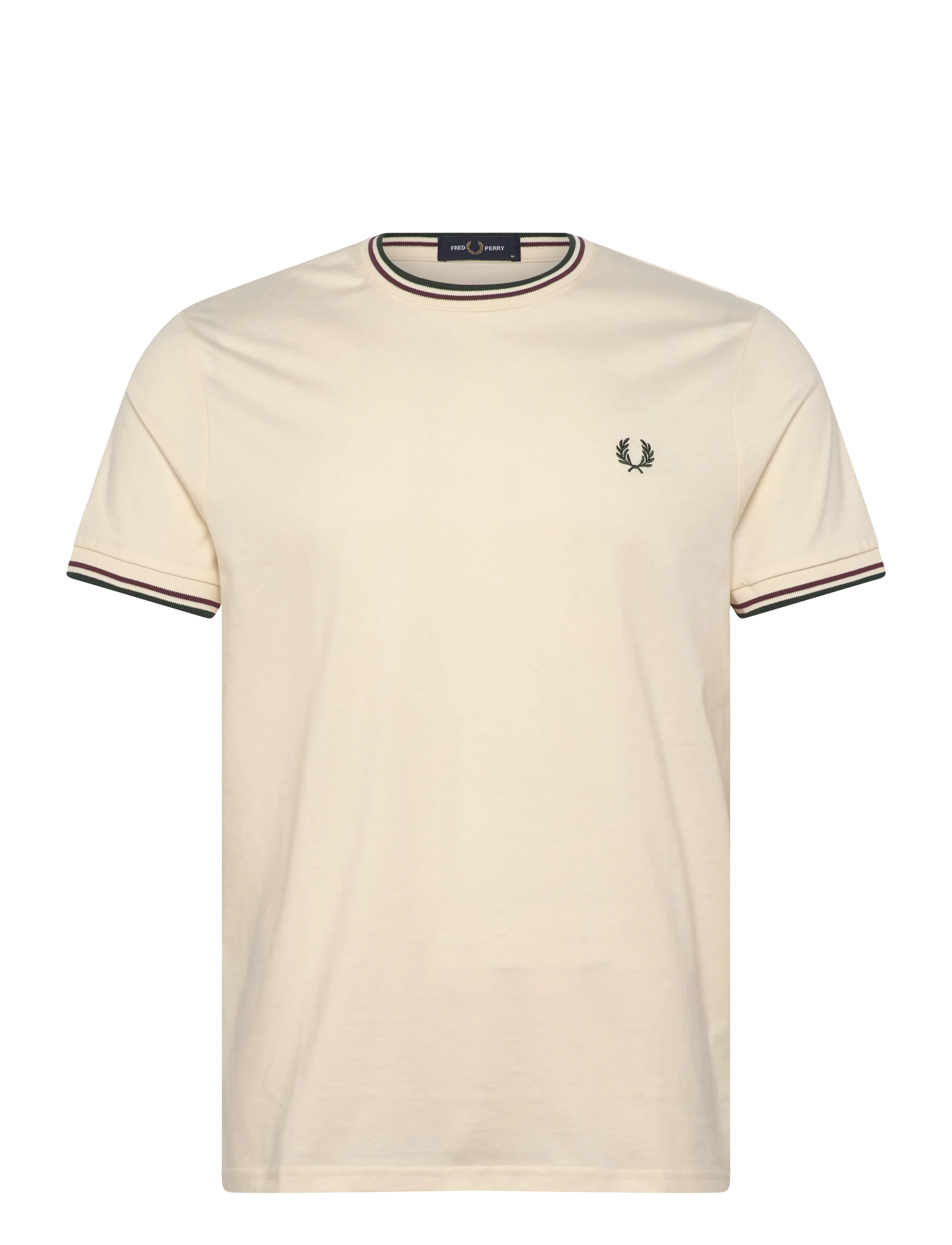 Fred Perry TWIN TIPPED T-SHIRT - Vaatteet - ECR/OXBLD/GRSRTS / cream