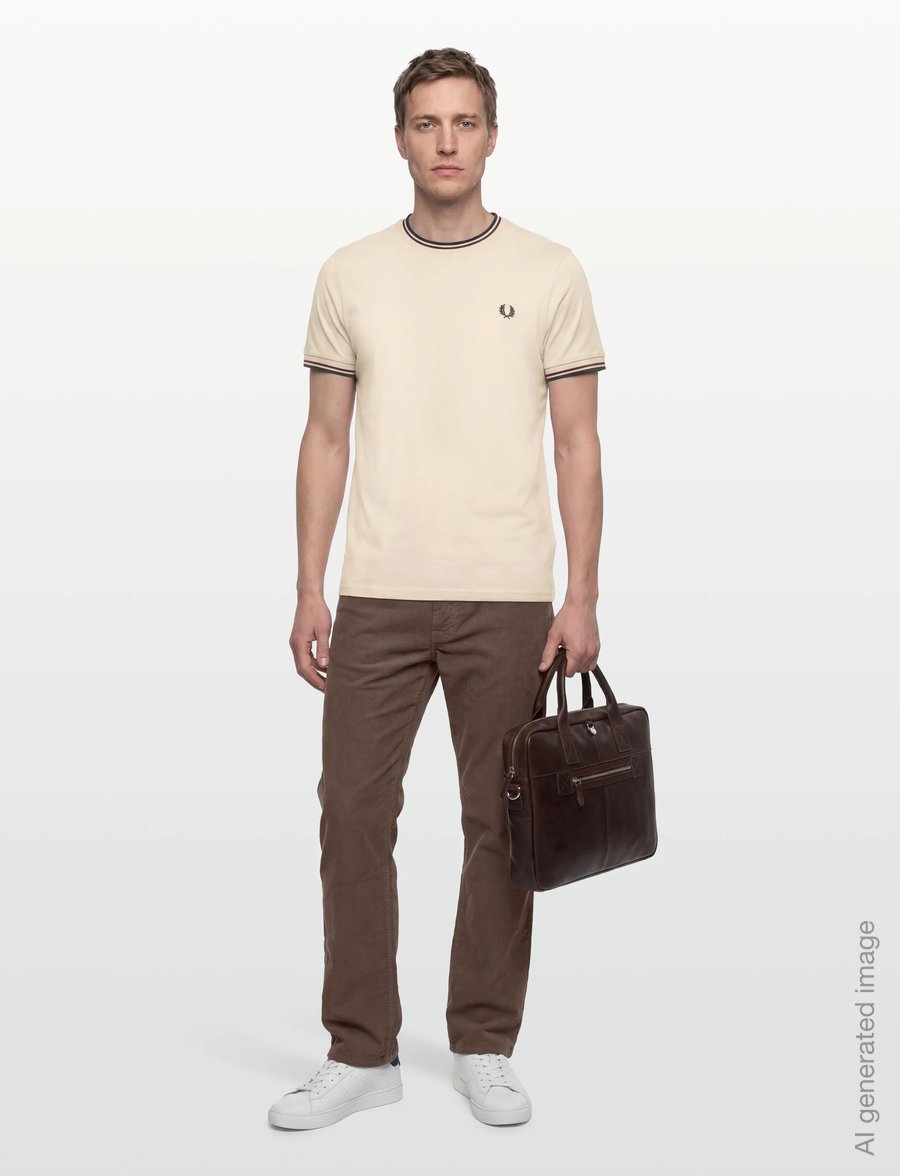 Fred Perry - TWIN TIPPED T-SHIRT - kurzärmelige t-shirts - ecr/oxbld/grsrts - 0