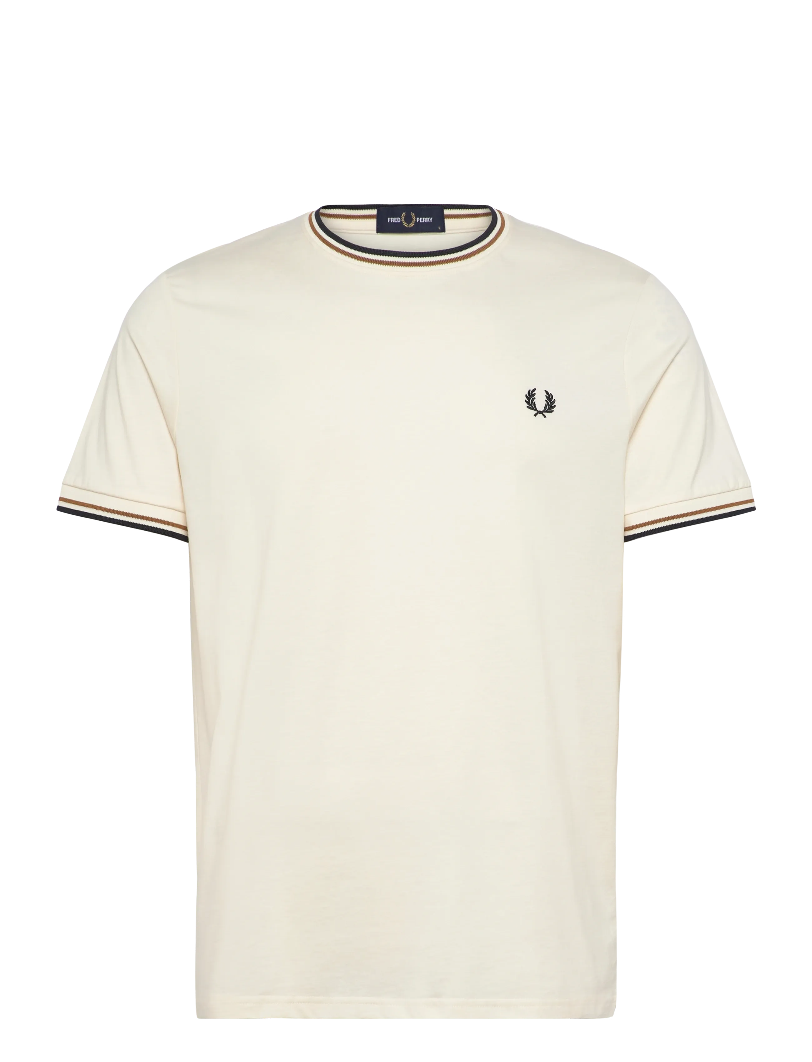 Fred Perry - TWIN TIPPED T-SHIRT - lühikeste varrukatega t-särgid - ecru / dark carmel / black - 1