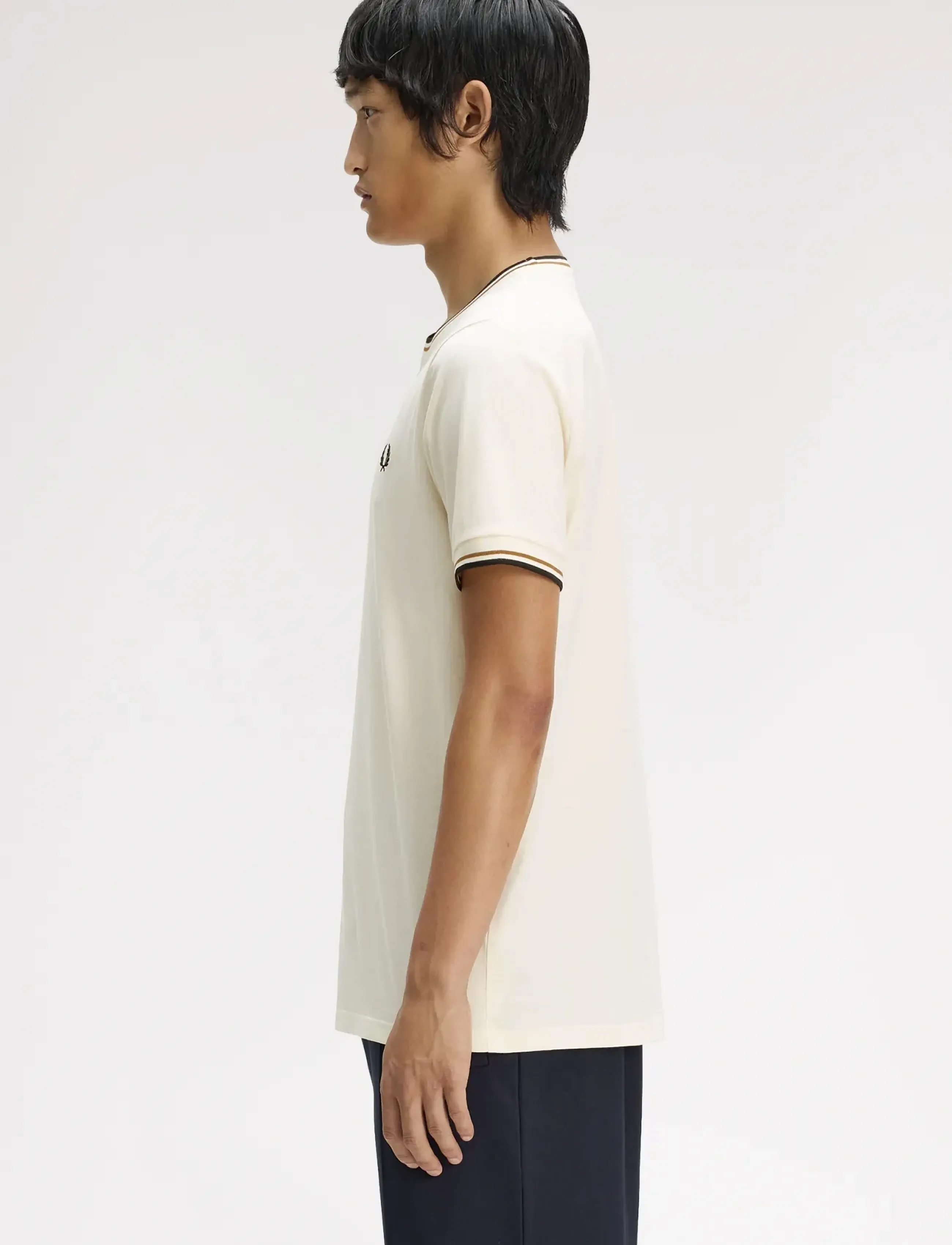 Fred Perry - TWIN TIPPED T-SHIRT - lühikeste varrukatega t-särgid - ecru / dark carmel / black - 3