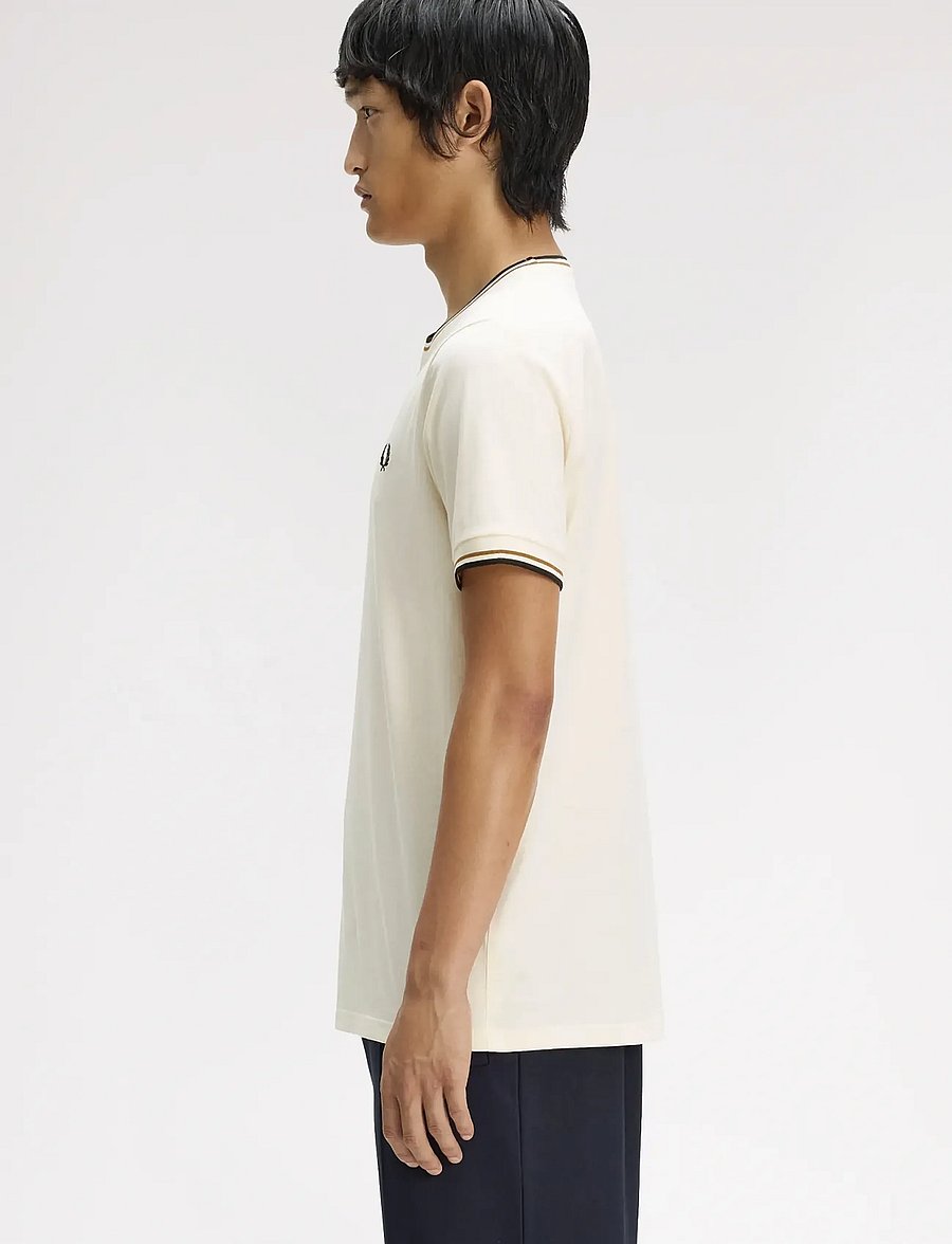 Fred Perry - TWIN TIPPED T-SHIRT - lühikeste varrukatega t-särgid - ecru / dark carmel / black - 3