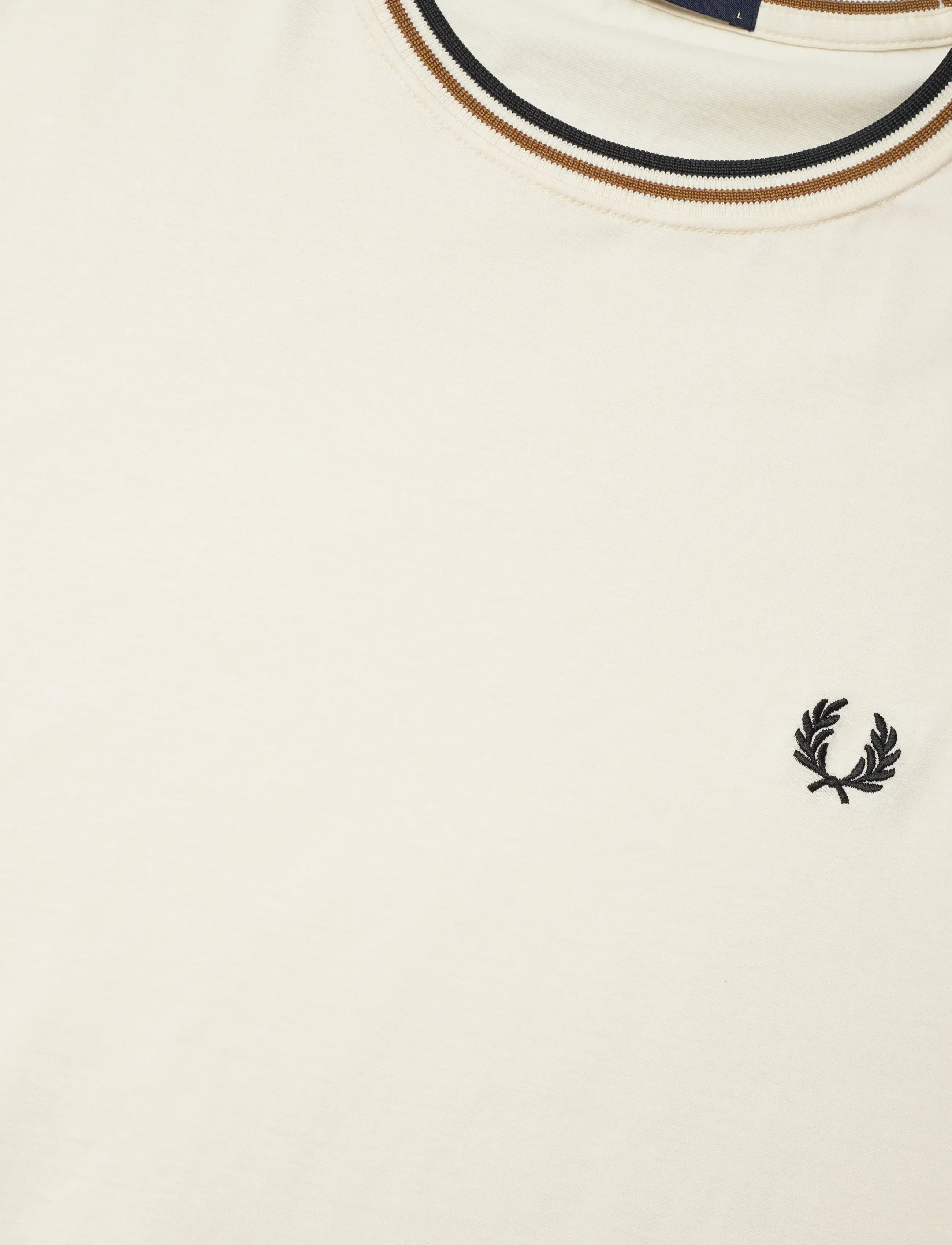 Fred Perry - TWIN TIPPED T-SHIRT - lühikeste varrukatega t-särgid - ecru / dark carmel / black - 4
