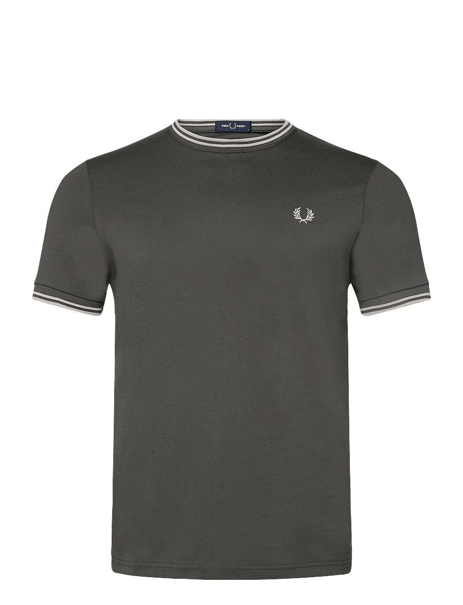 Fred Perry - TWIN TIPPED T-SHIRT - short-sleeved t-shirts - fieldgreen/oatme - 0