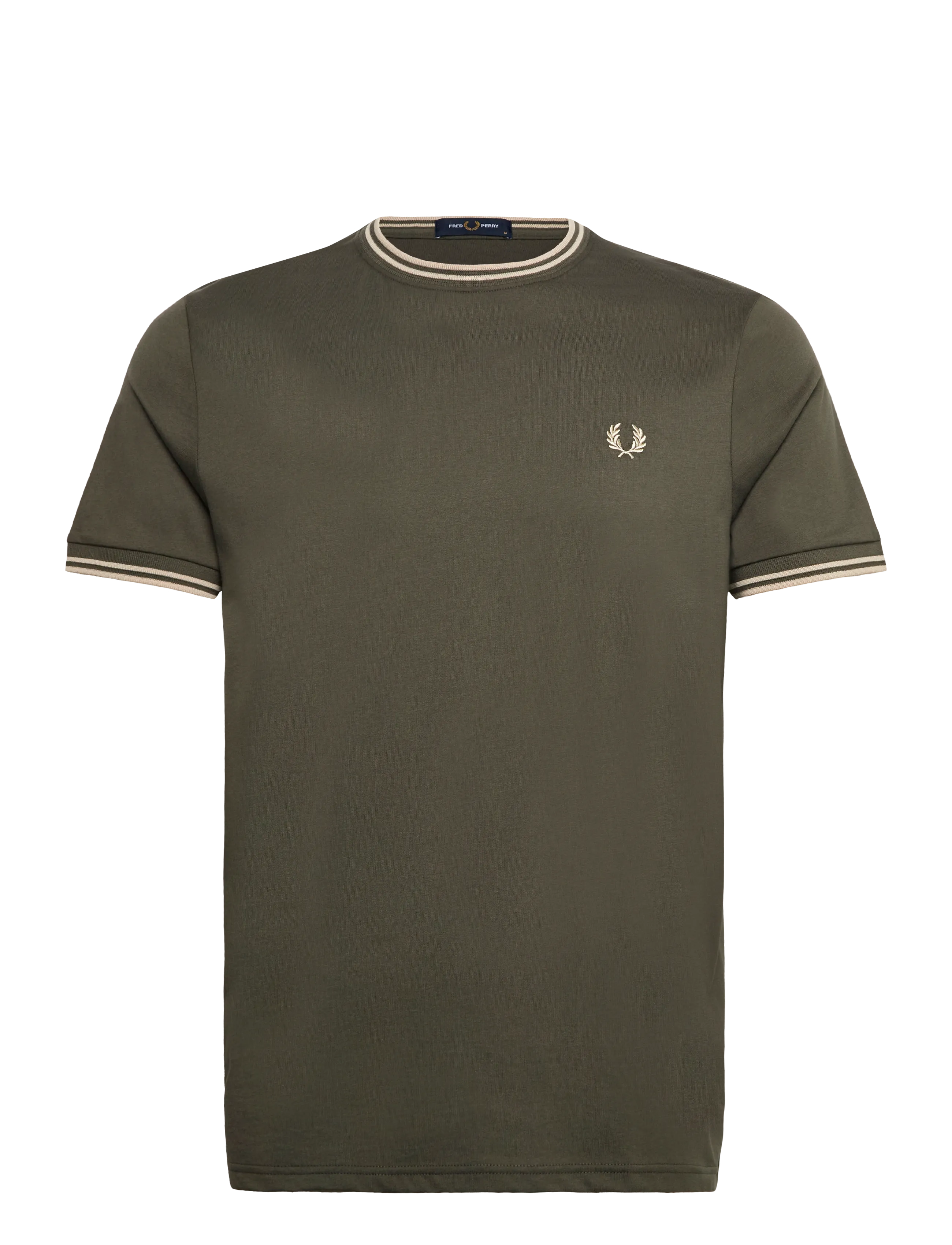Fred Perry - TWIN TIPPED T-SHIRT - lühikeste varrukatega t-särgid - fieldgreen/oatme - 1