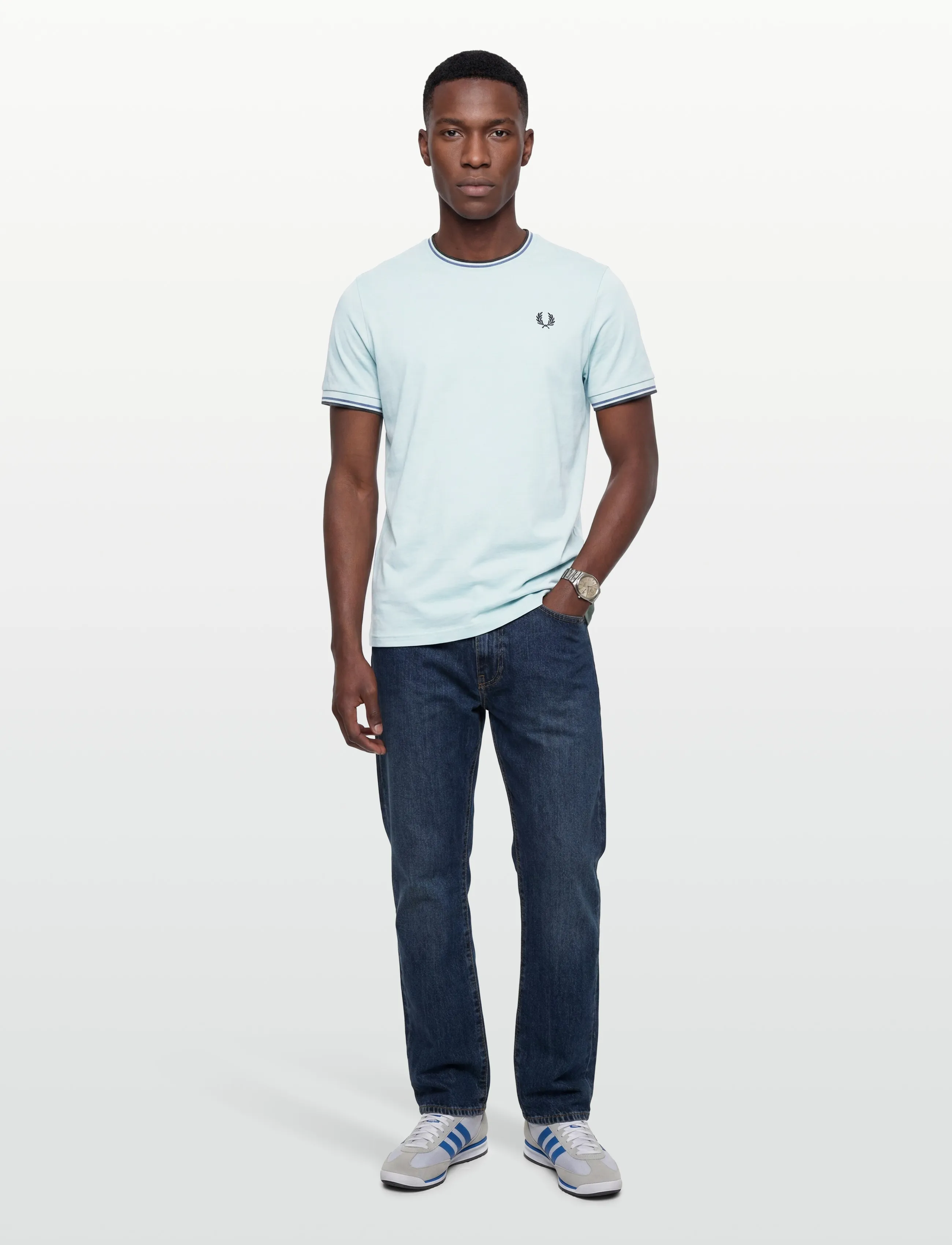 Fred Perry Twin Tipped T-Shirt, XS, T-shirts, Blau - Short-sleeved, Männerswear