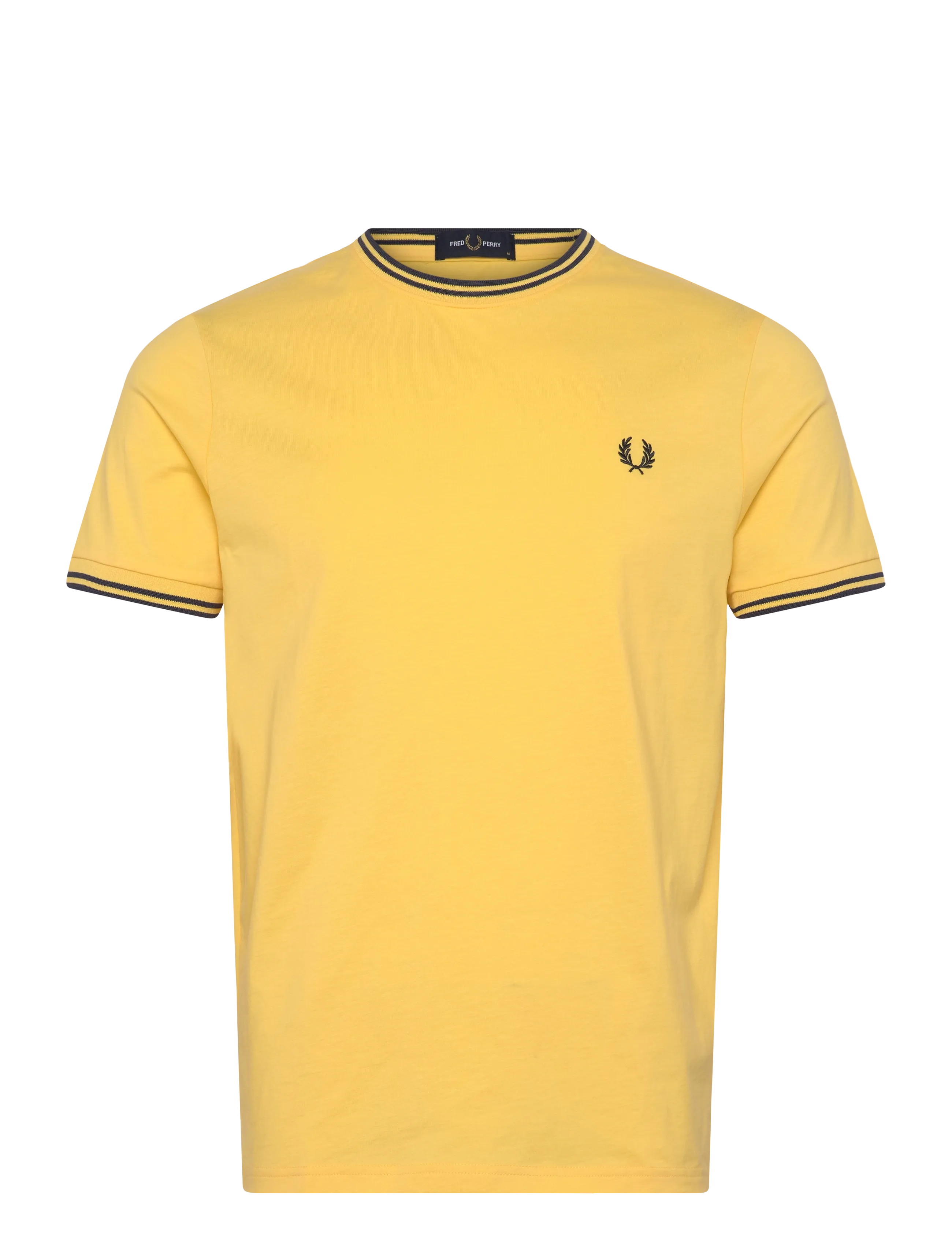 Fred Perry TWIN TIPPED T-SHIRT - Vaatteet - LMNBRLY/TNSBLUE / yellow