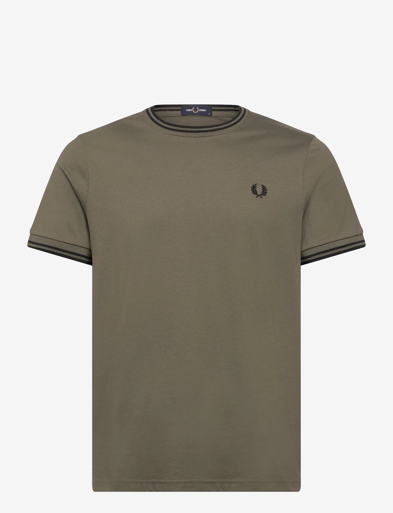 Fred Perry - TWIN TIPPED T-SHIRT - kortärmade t-shirts - lrlwrthgreen/blk - 0