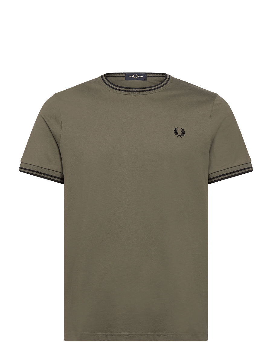 Fred Perry - TWIN TIPPED T-SHIRT - short-sleeved t-shirts - lrlwrthgreen/blk - 1
