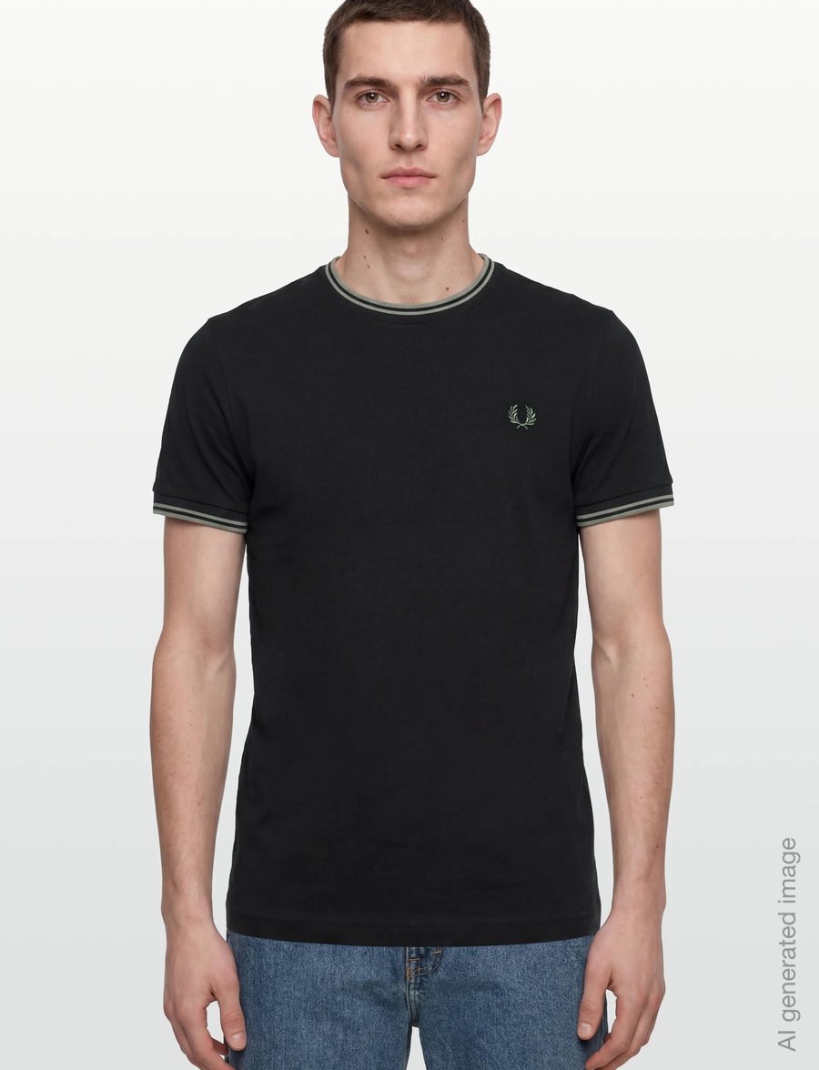 Fred Perry - TWIN TIPPED T-SHIRT - kurzärmelige t-shirts - navy/seagrass - 3
