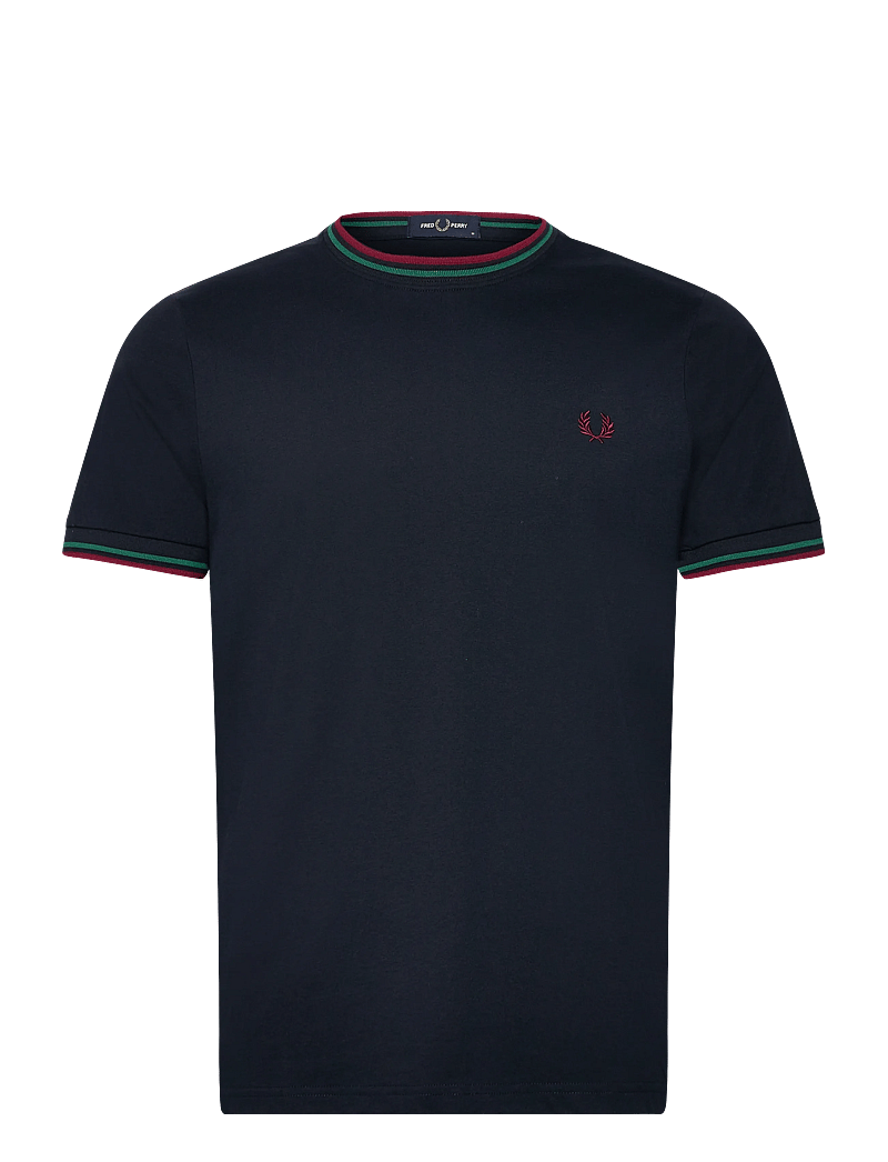 Fred Perry - TWIN TIPPED T-SHIRT - kortärmade t-shirts - nvy/sprtgr/brntr - 0