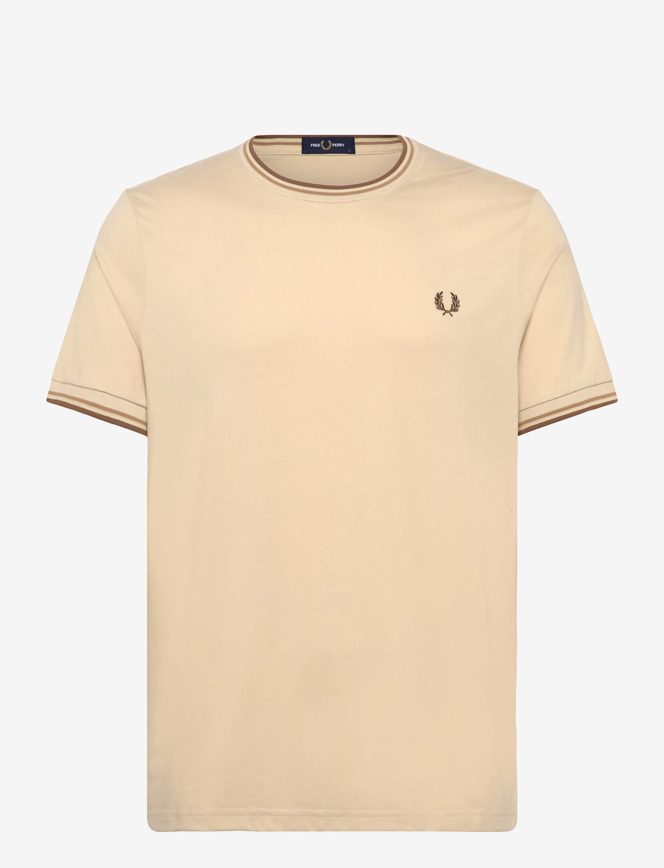 Fred Perry - TWIN TIPPED T-SHIRT - kortærmede t-shirts - oat/wrmst/shdsto - 0