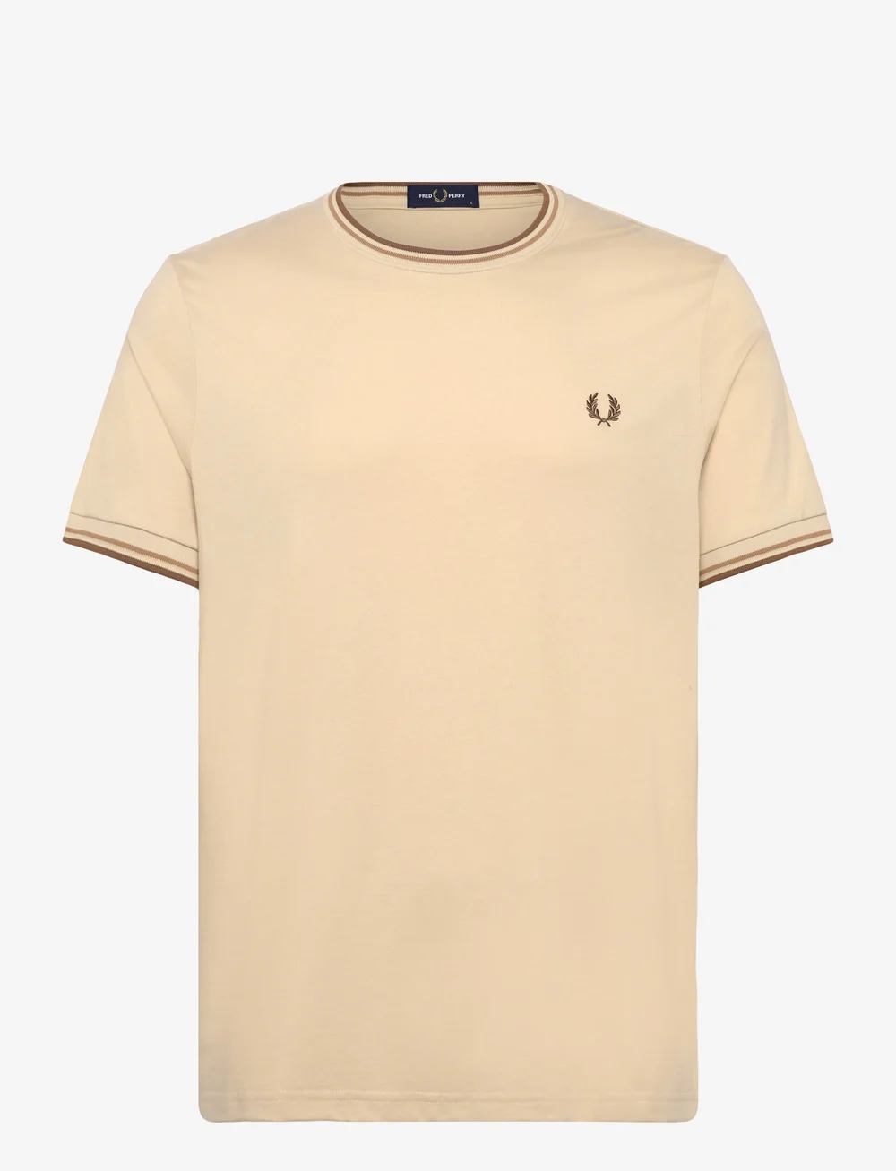 Fred Perry - TWIN TIPPED T-SHIRT - lühikeste varrukatega t-särgid - oat/wrmst/shdsto - 0