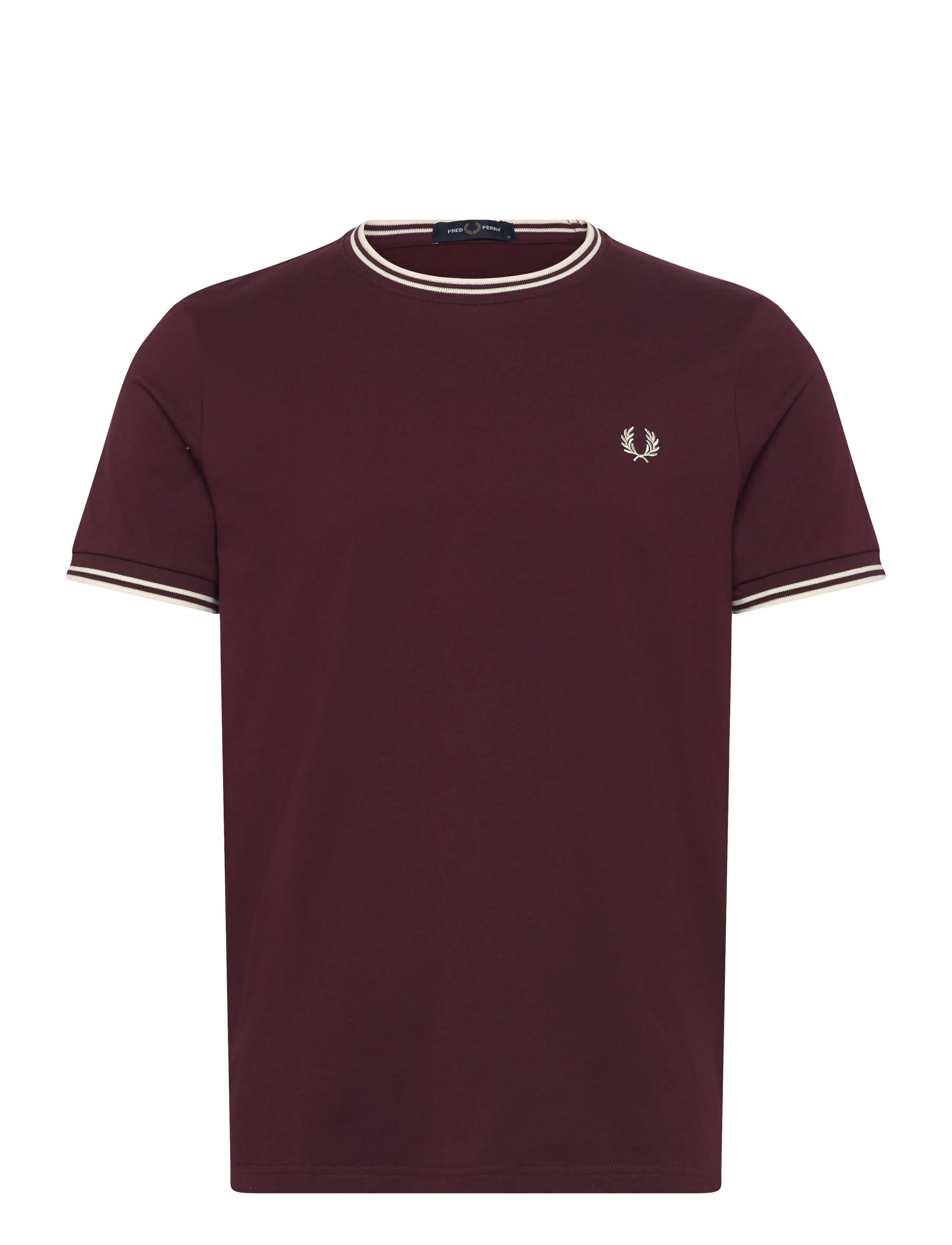 Fred Perry - TWIN TIPPED T-SHIRT - lühikeste varrukatega t-särgid - oxblood/ecru - 1